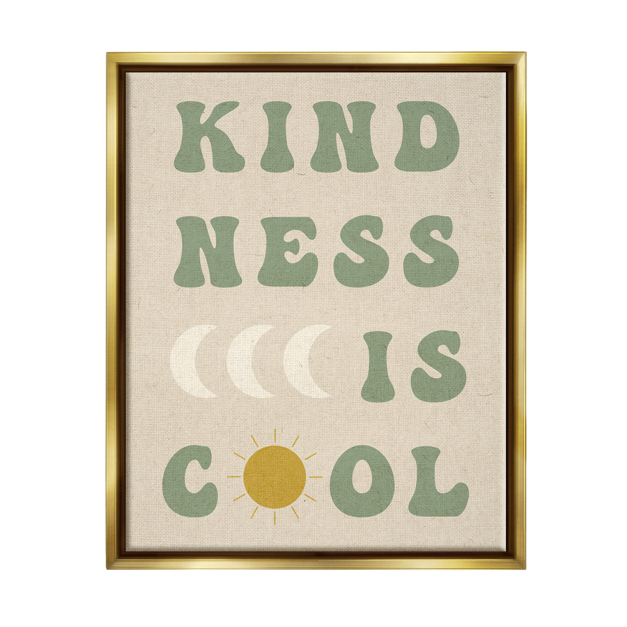 Stupell Industries Kindness Is Cool Phrase Inspirational Painting Gold Floater Framed Art Print Wall Art, 17 x 21
