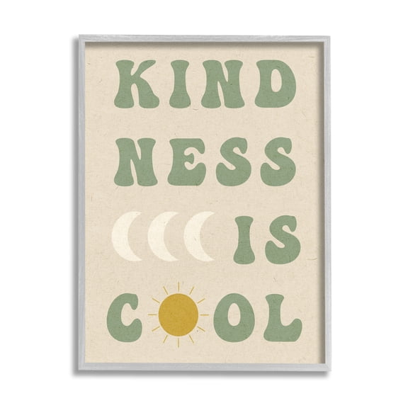 Stupell Industries Kindness Is Cool Phrase Inspirational Painting Gray Framed Art Print Wall Art, 11 x 14