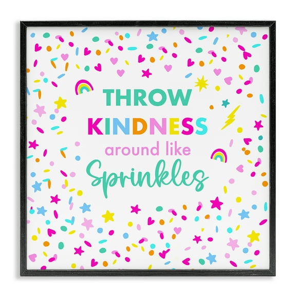 Stupell Industries Kindness Like Sprinkles Text & Numbers Painting Black Framed Art Print Wall Art, 12 x 12