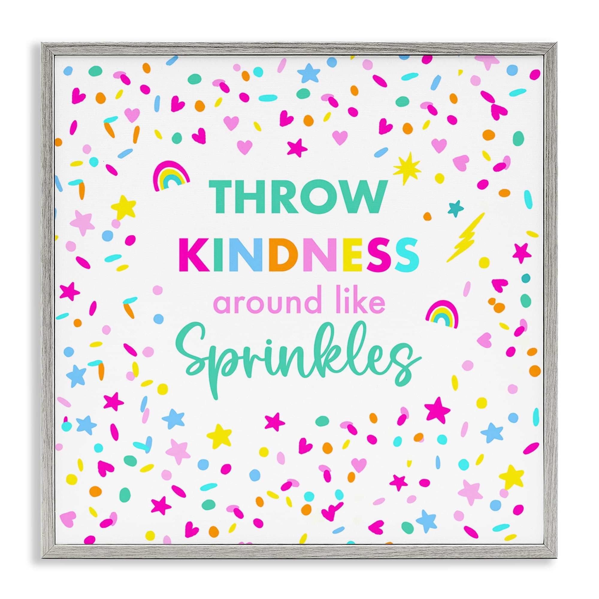 Stupell Industries Kindness Like Sprinkles Text & Numbers Painting Gray Framed Art Print Wall Art, 17 x 17