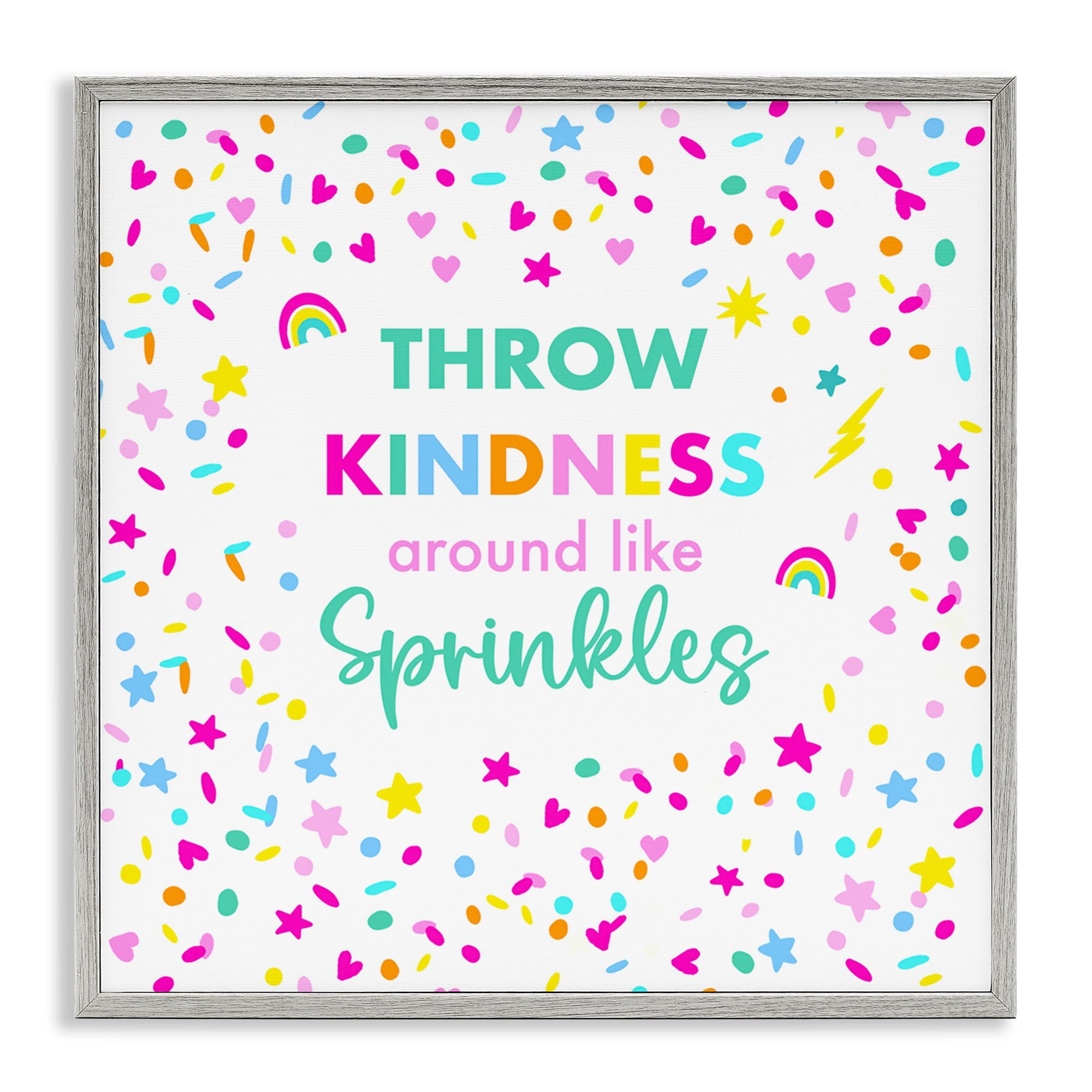 Stupell Industries Kindness Like Sprinkles Text & Numbers Painting Gray Framed Art Print Wall Art, 24 x 24
