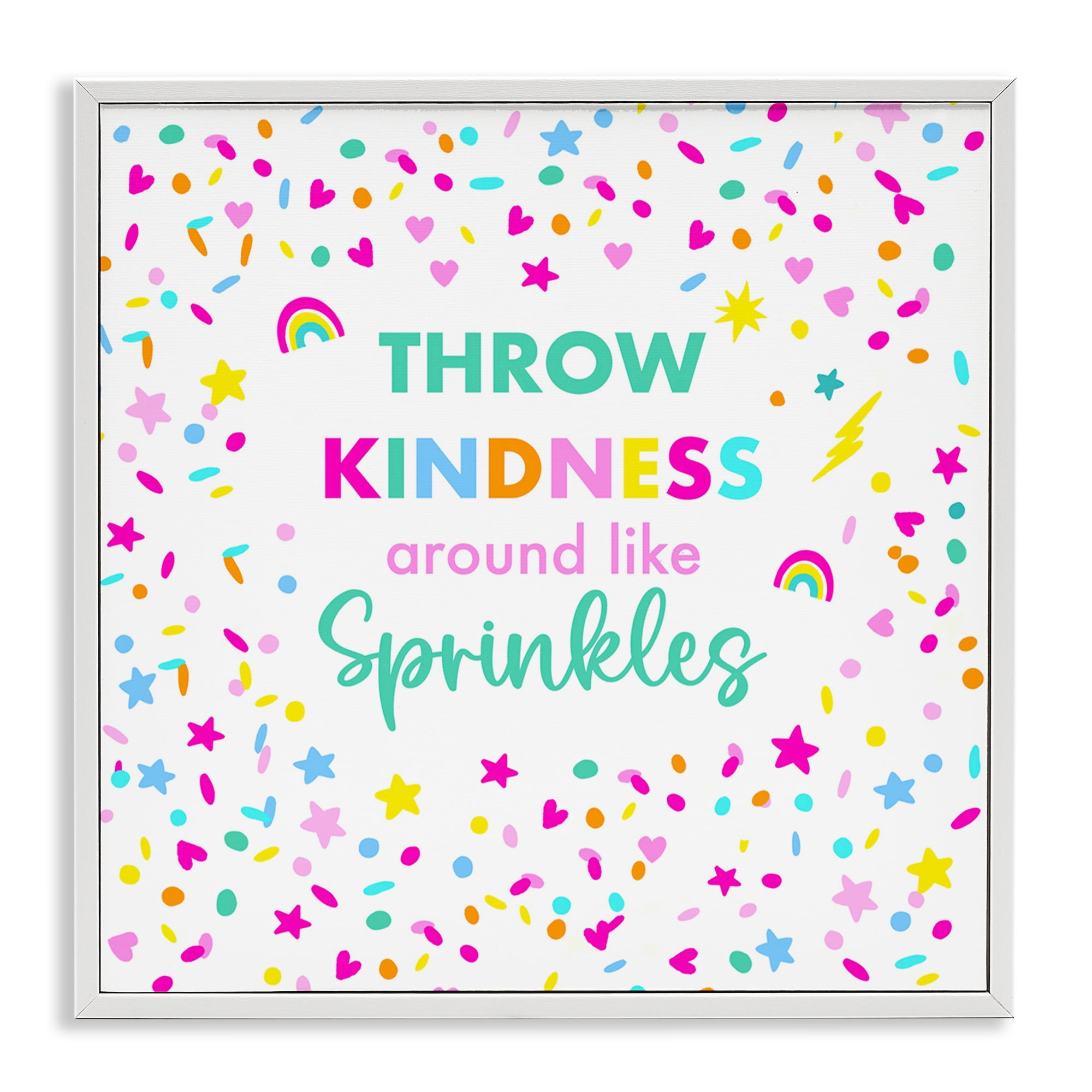 Stupell Industries Kindness Like Sprinkles Text & Numbers Painting White Framed Art Print Wall Art, 17 x 17