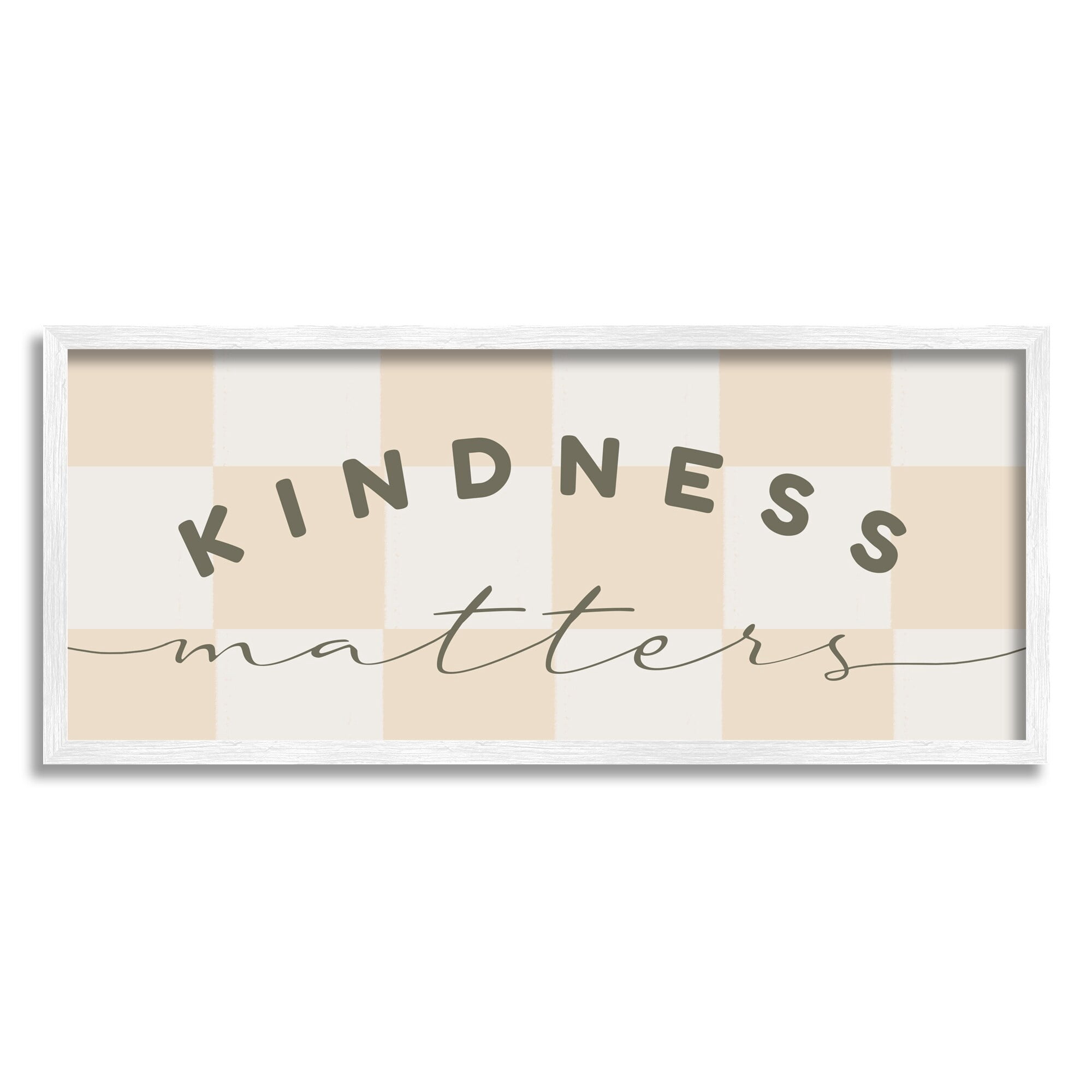 Stupell Industries Kindness Matters Cheerful Checkered Pattern Typography Graphic Art White Framed Art Print Wall Art, Design by Daphne Polselli
