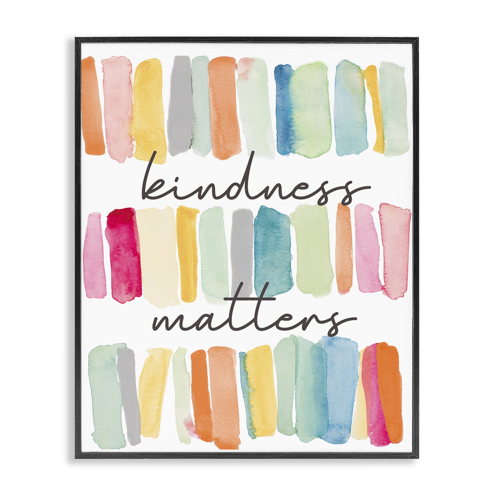 Stupell Industries Kindness Matters Phrase Typography Painting Black Framed Art Print Wall Art, 16 x 20