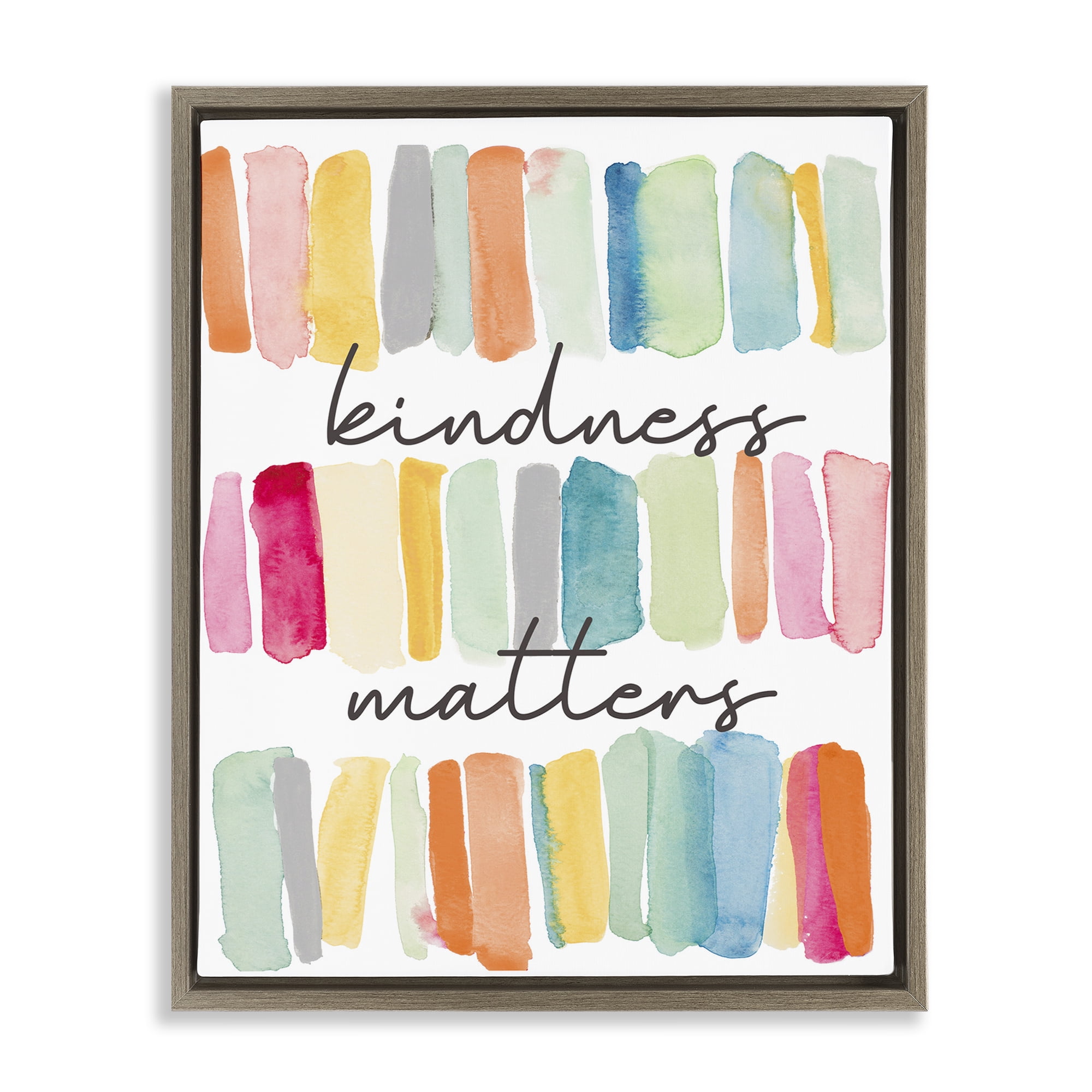 Stupell Industries Kindness Matters Phrase Typography Painting Brown Floater Framed Art Print Wall Art, 17 x 21