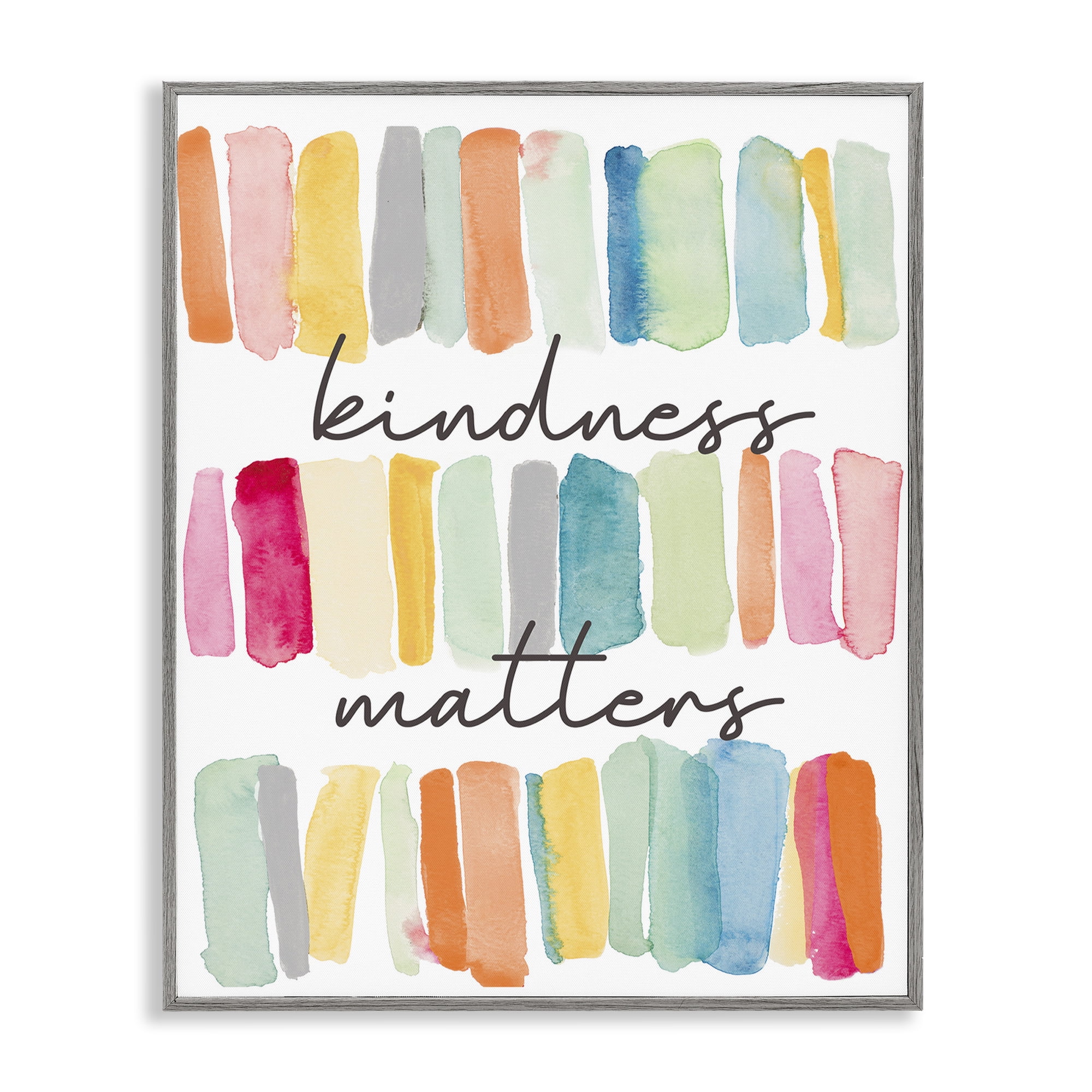 Stupell Industries Kindness Matters Phrase Typography Painting Gray Framed Art Print Wall Art, 16 x 20