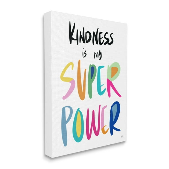 Stupell Industries Kindness is My Super Power Motivational Hero Phrase Inspirational Painting Gallery Wrapped Canvas Print Wall Art, 16 x 20