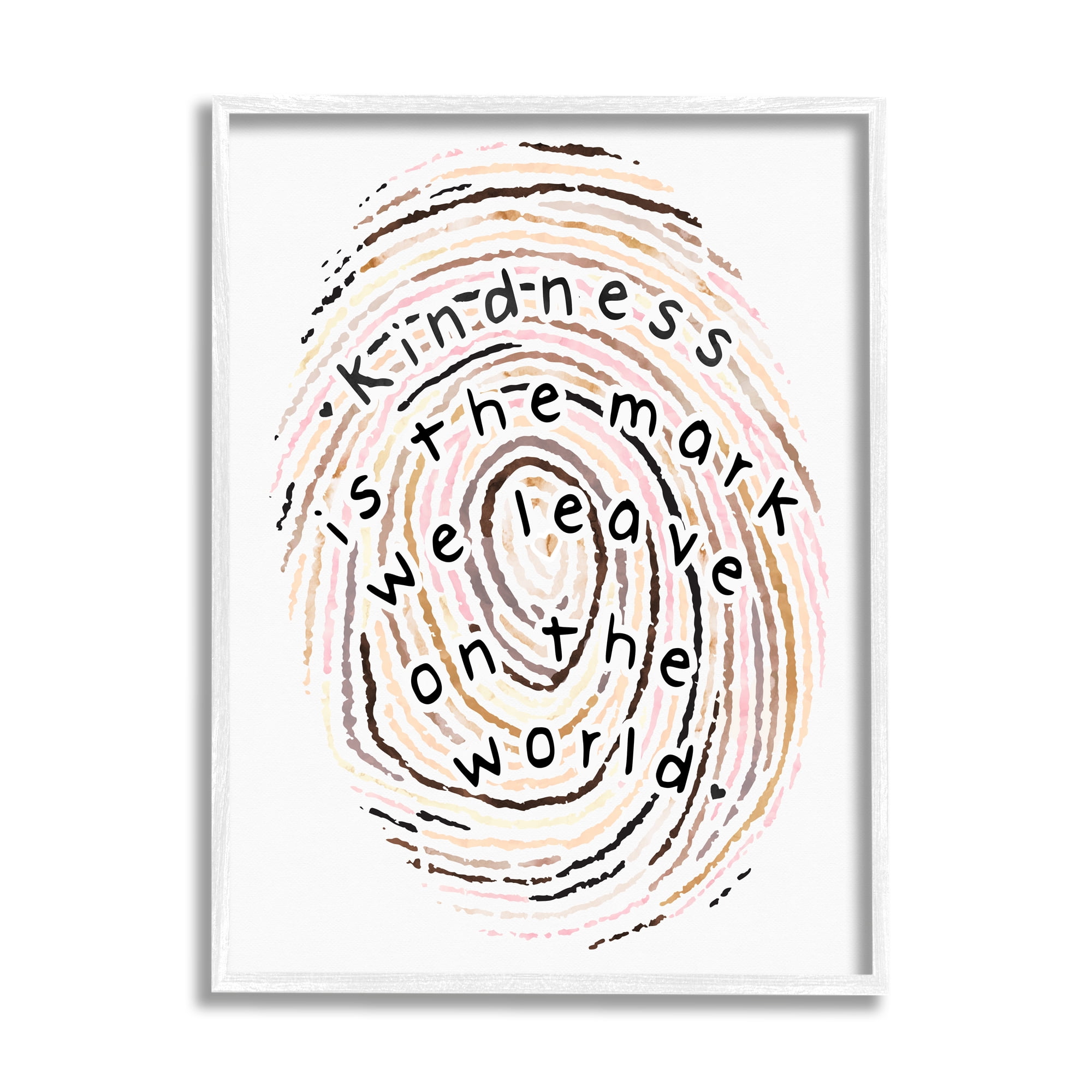 Stupell Industries Kindness is the Mark Diversity Phrase Fingerprint Pattern Graphic Art White Framed Art Print Wall Art, 11x14, by Erica Billups