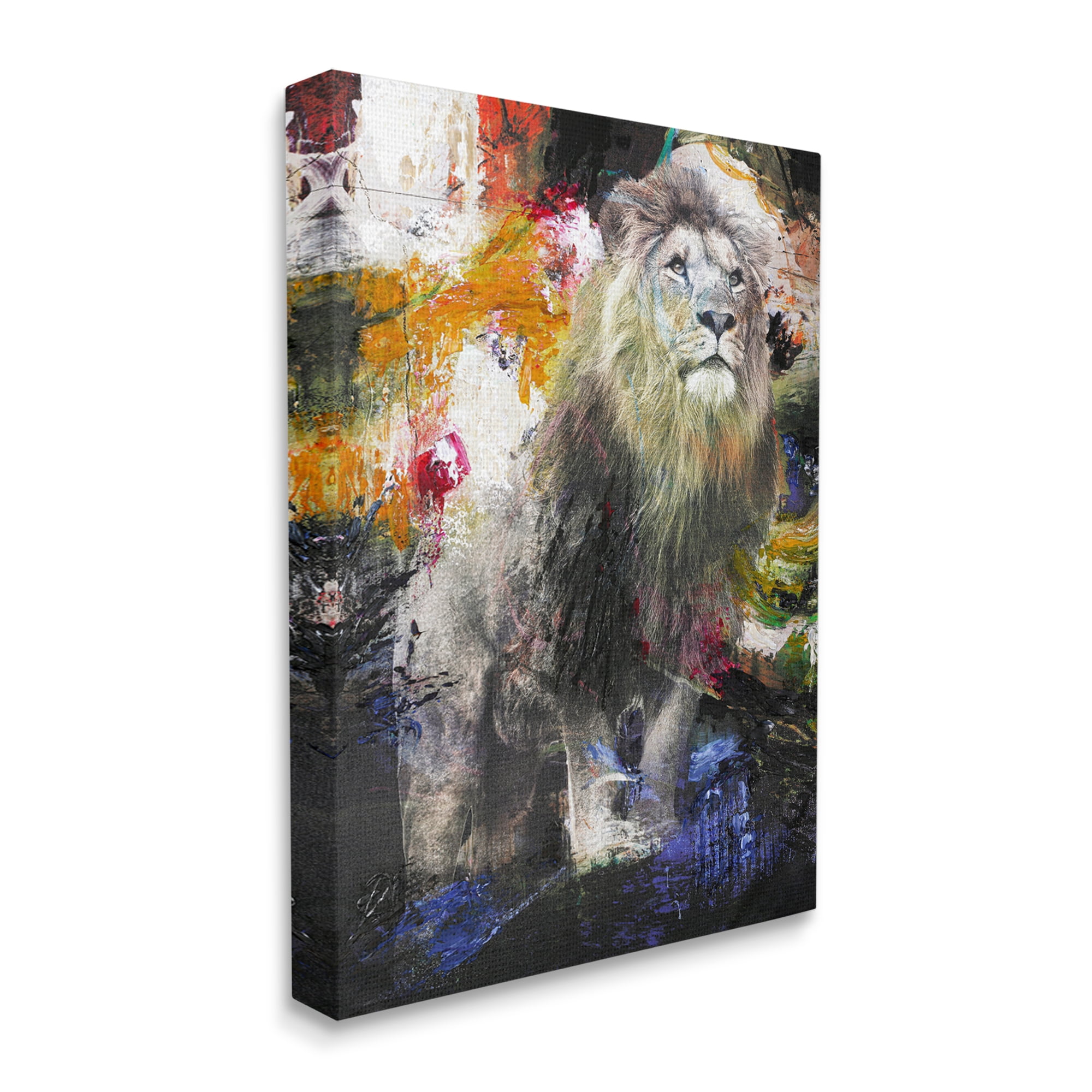 Stupell Industries King Lion Safari Animal Prowl Abstract Paint Movement Animals & Insects Painting Gallery Wrapped Canvas Print Wall Art, 24 x 30