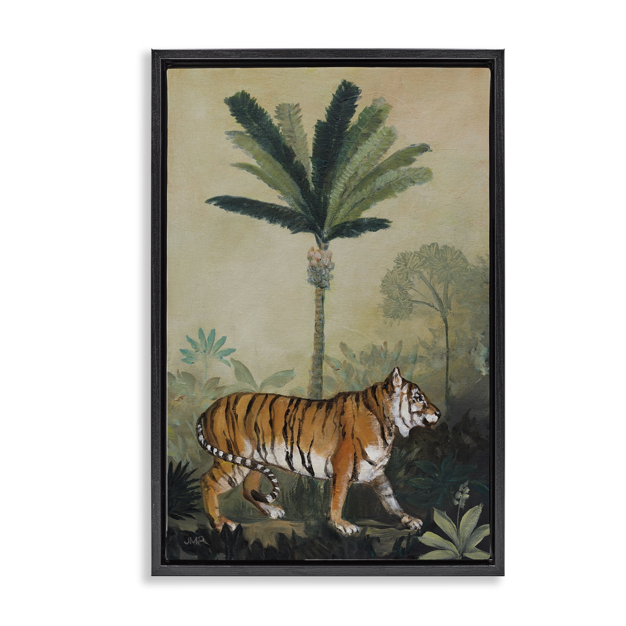 King of Jungle Tiger Landscape Black Framed Canvas Art Print