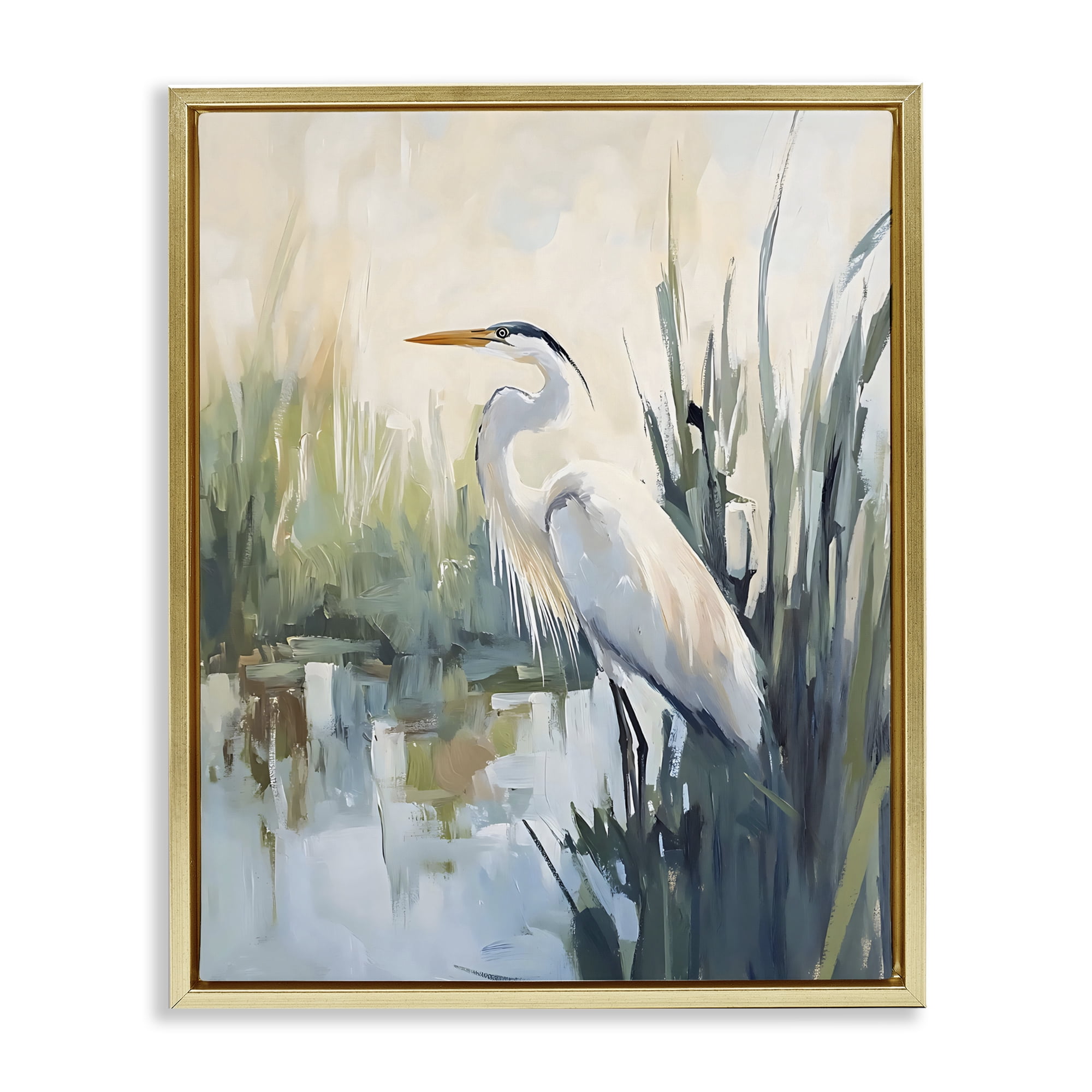 Stupell Industries King Of The Marsh Gold Framed Floater Canvas Wall Art, design by Creative Studio