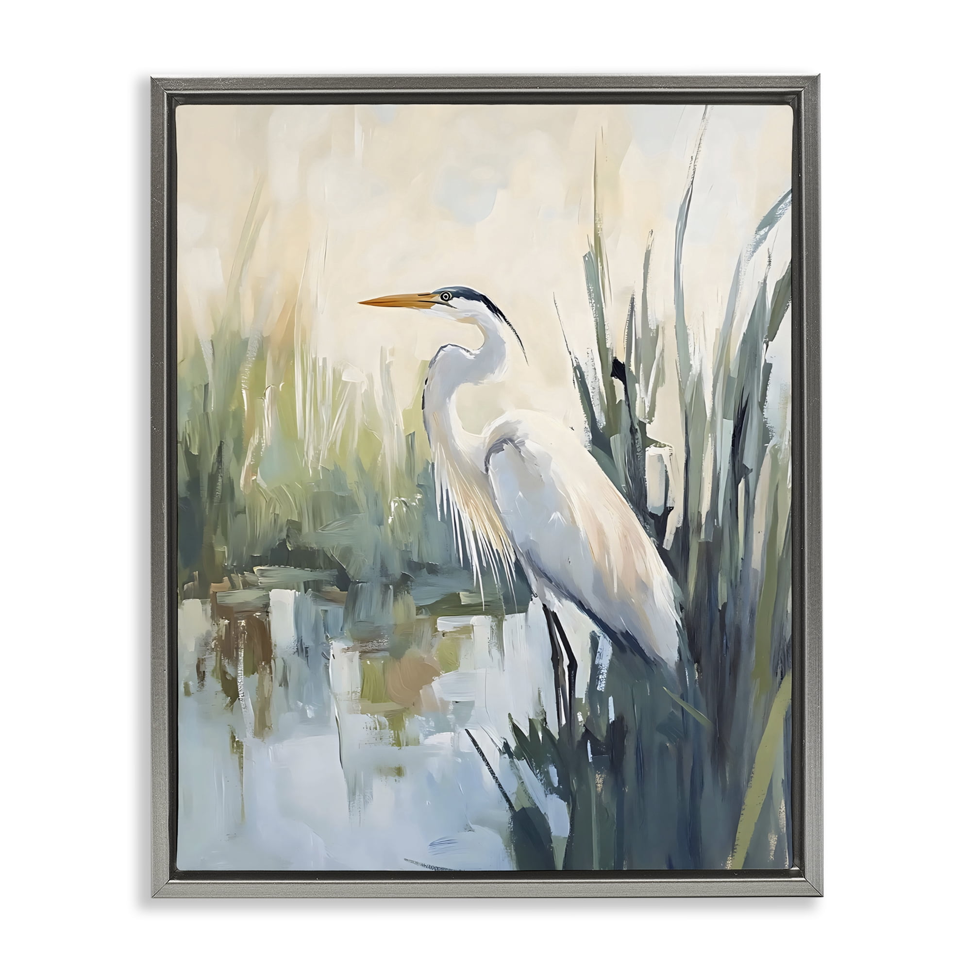 Stupell Industries King Of The Marsh Gray Framed Floater Canvas Wall Art, design by Creative Studio
