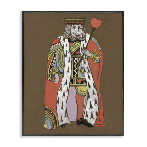 Stupell Industries King Playing Card Motif Entertainment Painting Black Framed Art Print Wall Art, 11 x 14