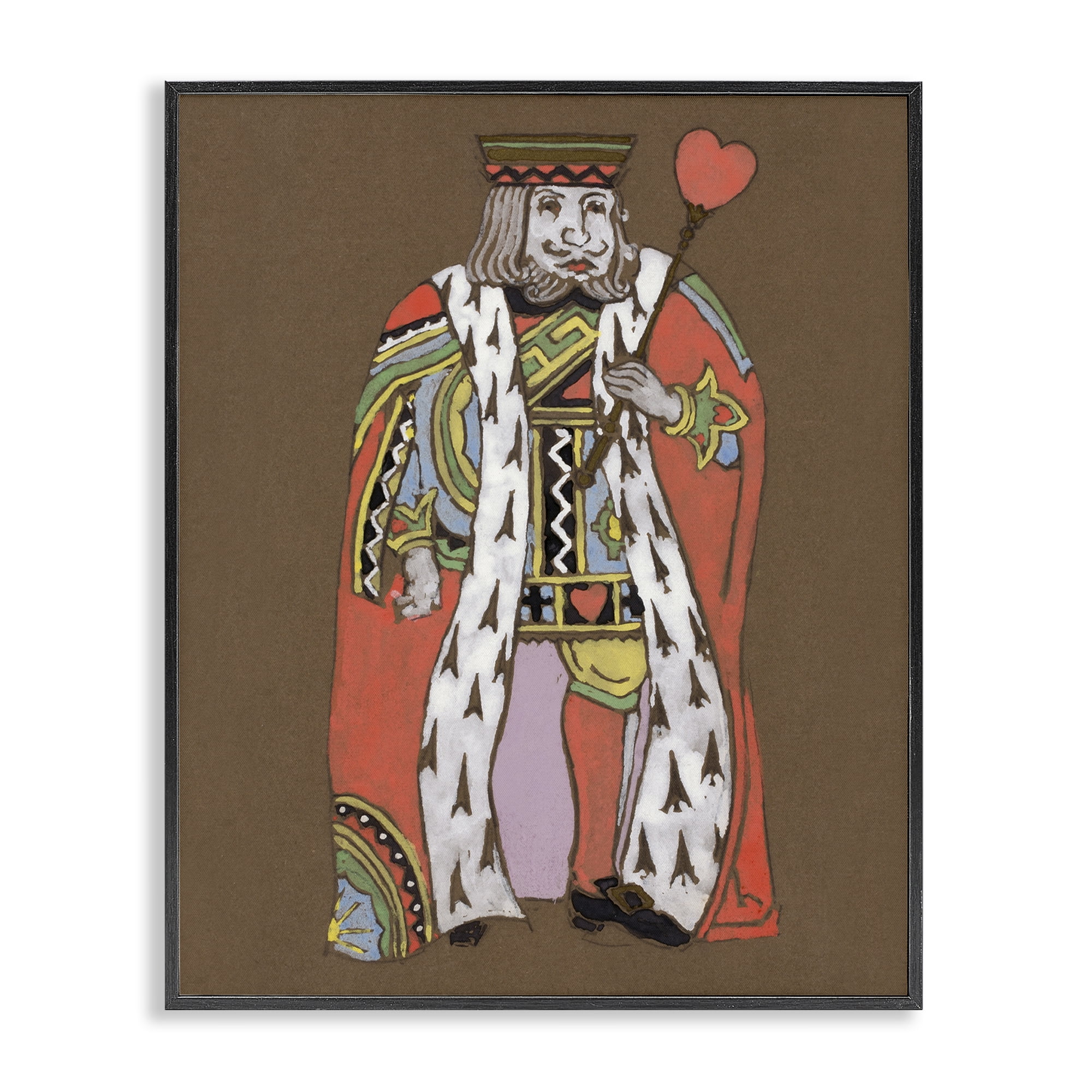 Stupell Industries King Playing Card Motif Entertainment Painting Black Framed Art Print Wall Art, 16 x 20