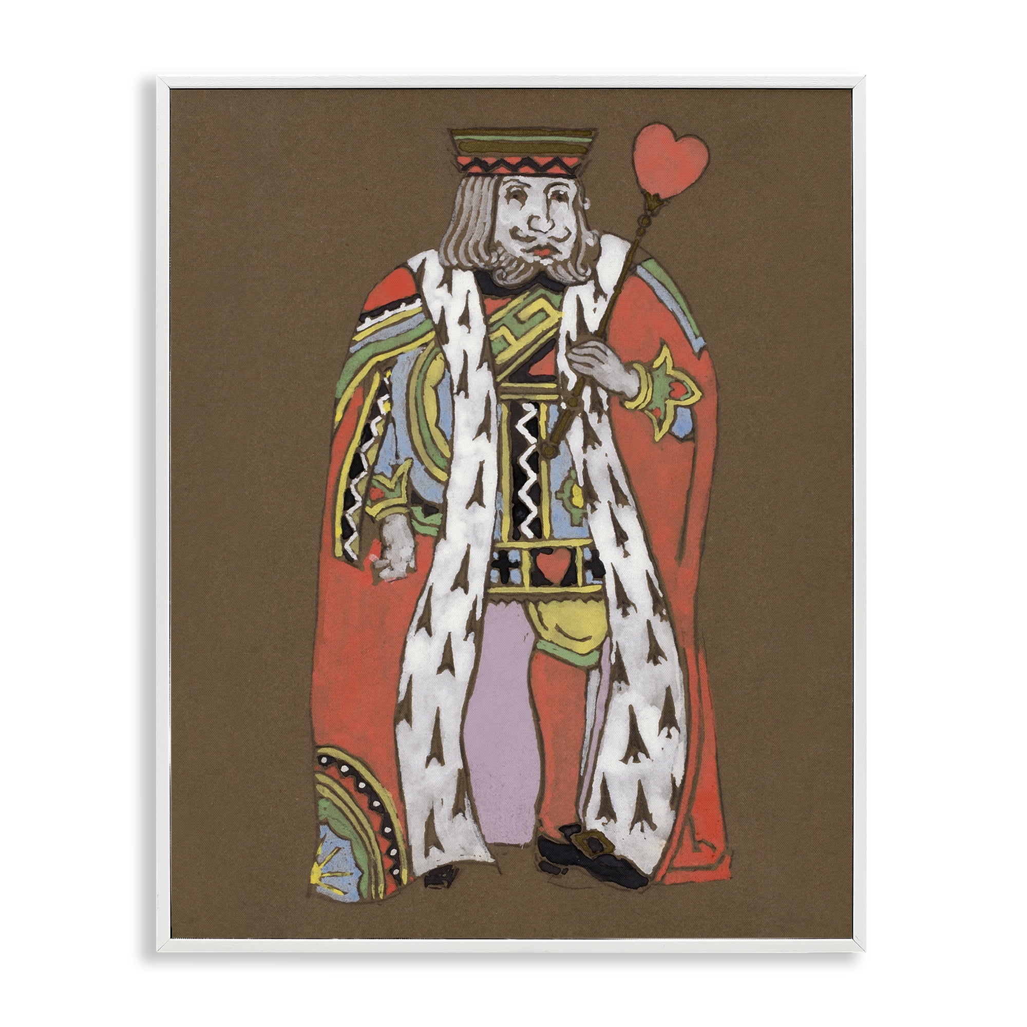 Stupell Industries King Playing Card Motif Entertainment Painting White Framed Art Print Wall Art, 16 x 20
