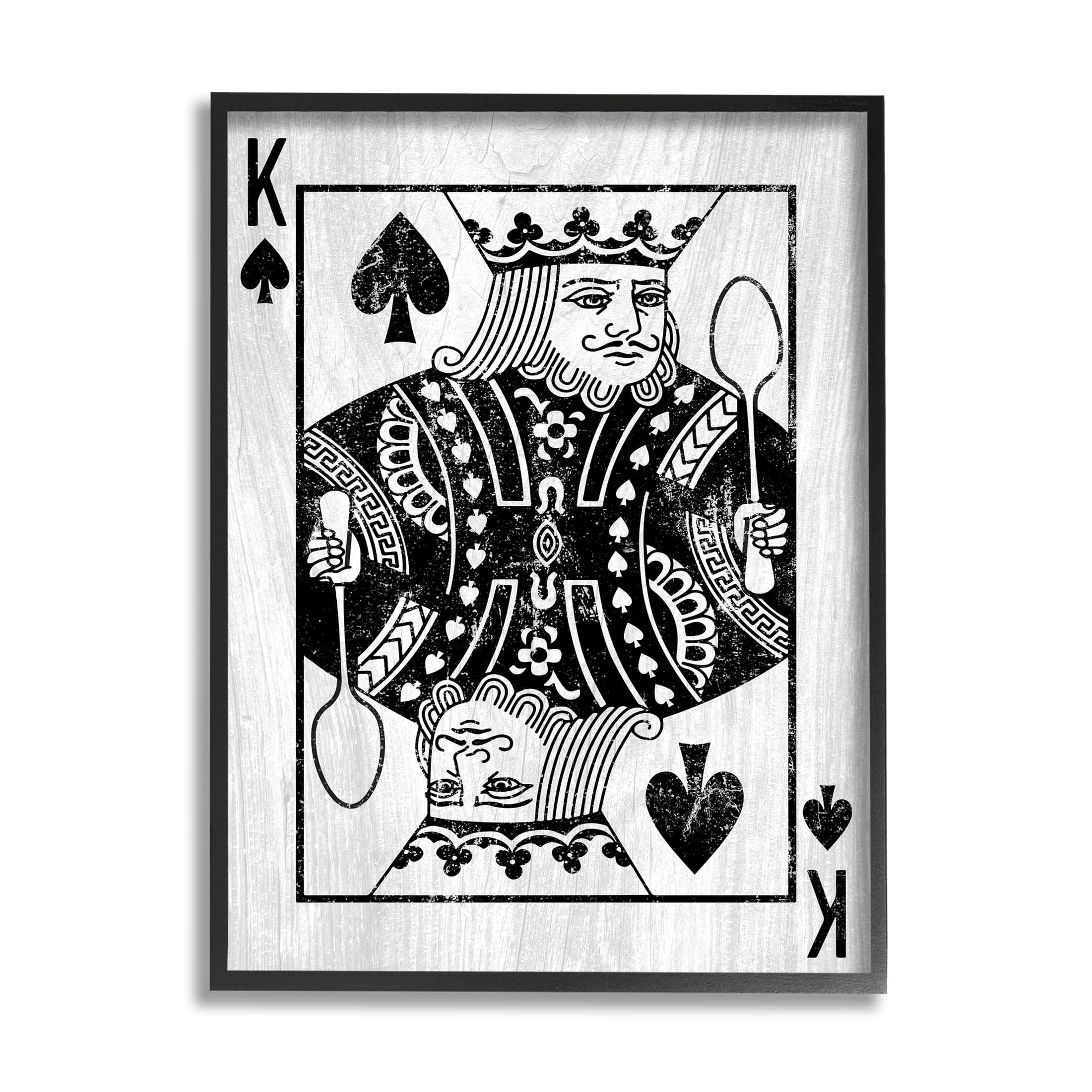 Stupell Industries King Spade Card Deck Symbol Graphic Art Black Framed Art Print Wall Art, Design by Lil' Rue