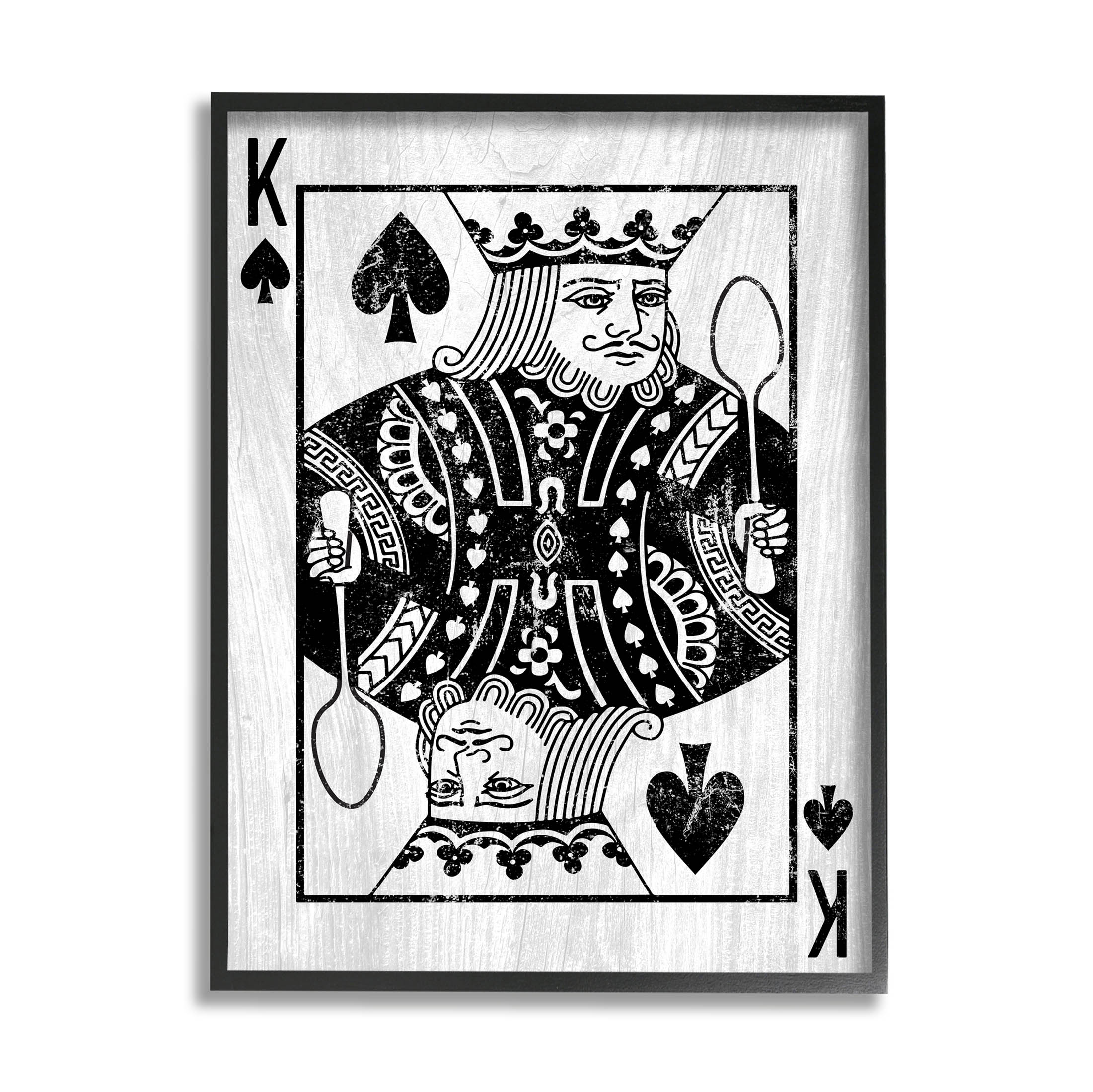 Stupell Industries King Spade Card Deck Symbol Graphic Art Black Framed Art Print Wall Art, Design by Lil' Rue