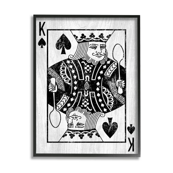 Stupell Industries King Spade Card Deck Symbol Graphic Art Black Framed Art Print Wall Art, Design by Lil' Rue
