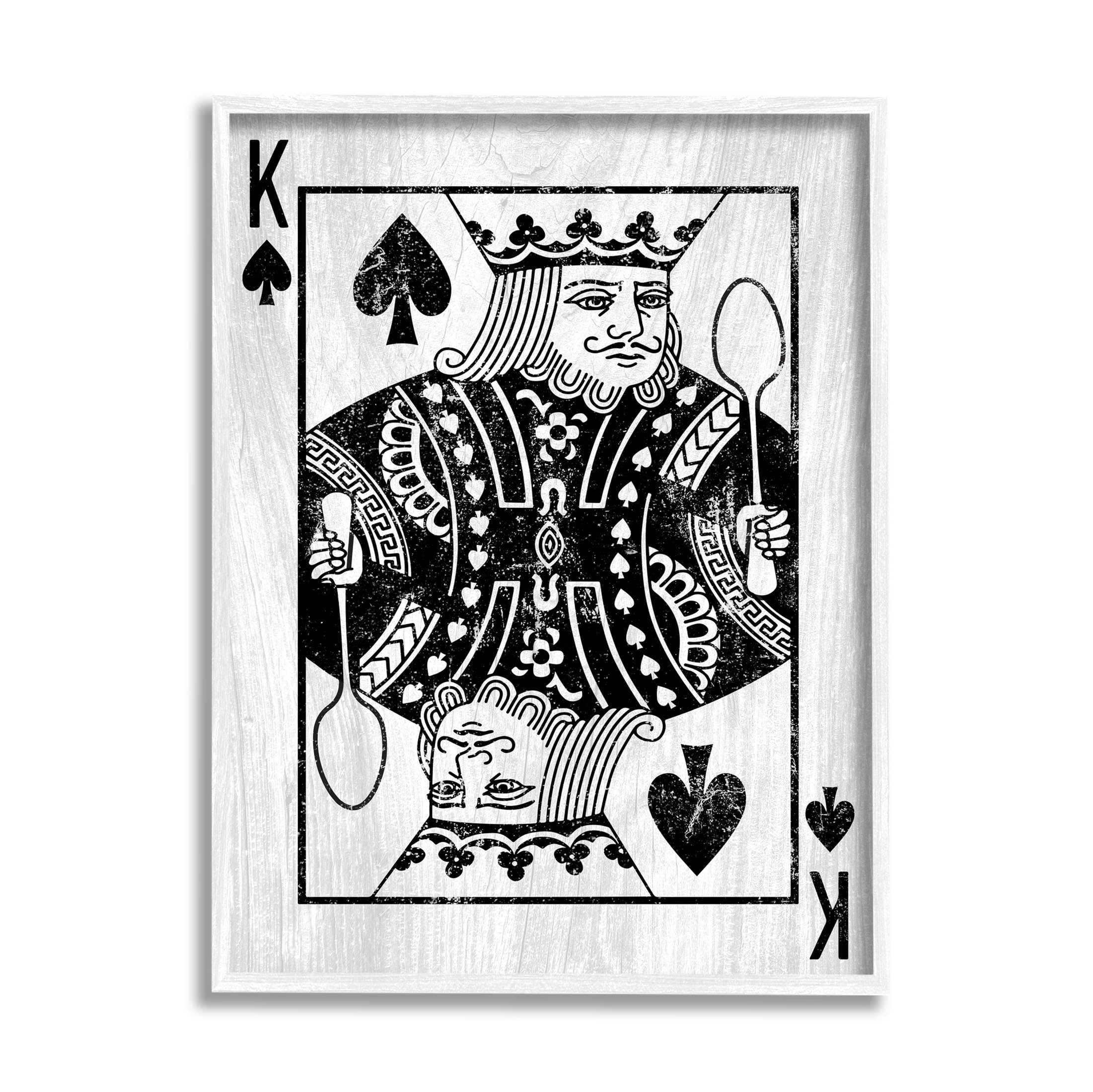 Stupell Industries King Spade Card Deck Symbol Graphic Art White Framed Art Print Wall Art, Design by Lil' Rue