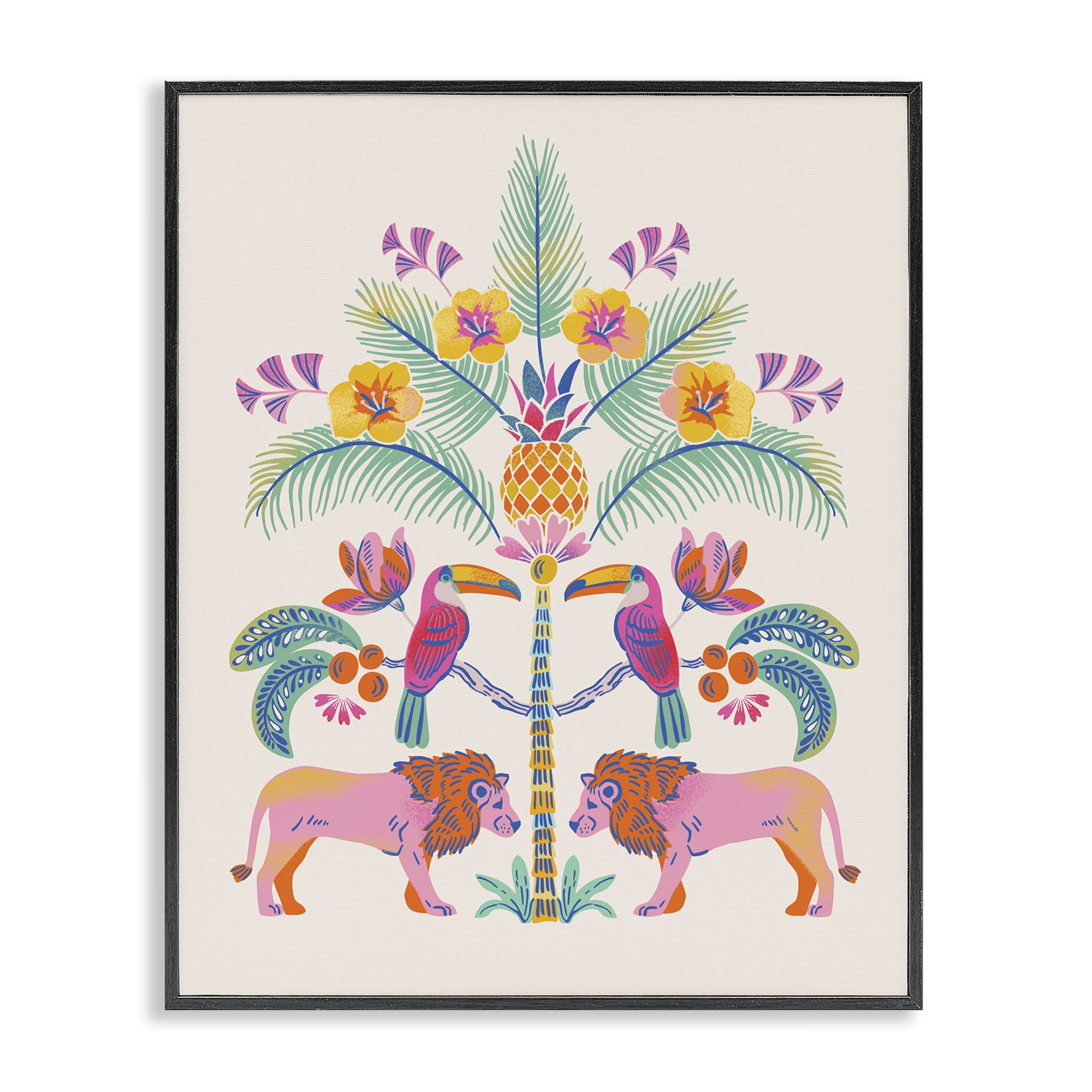Stupell Industries King of Jungle Symmetry Black Framed Giclee Art, design by Riley Hutchens
