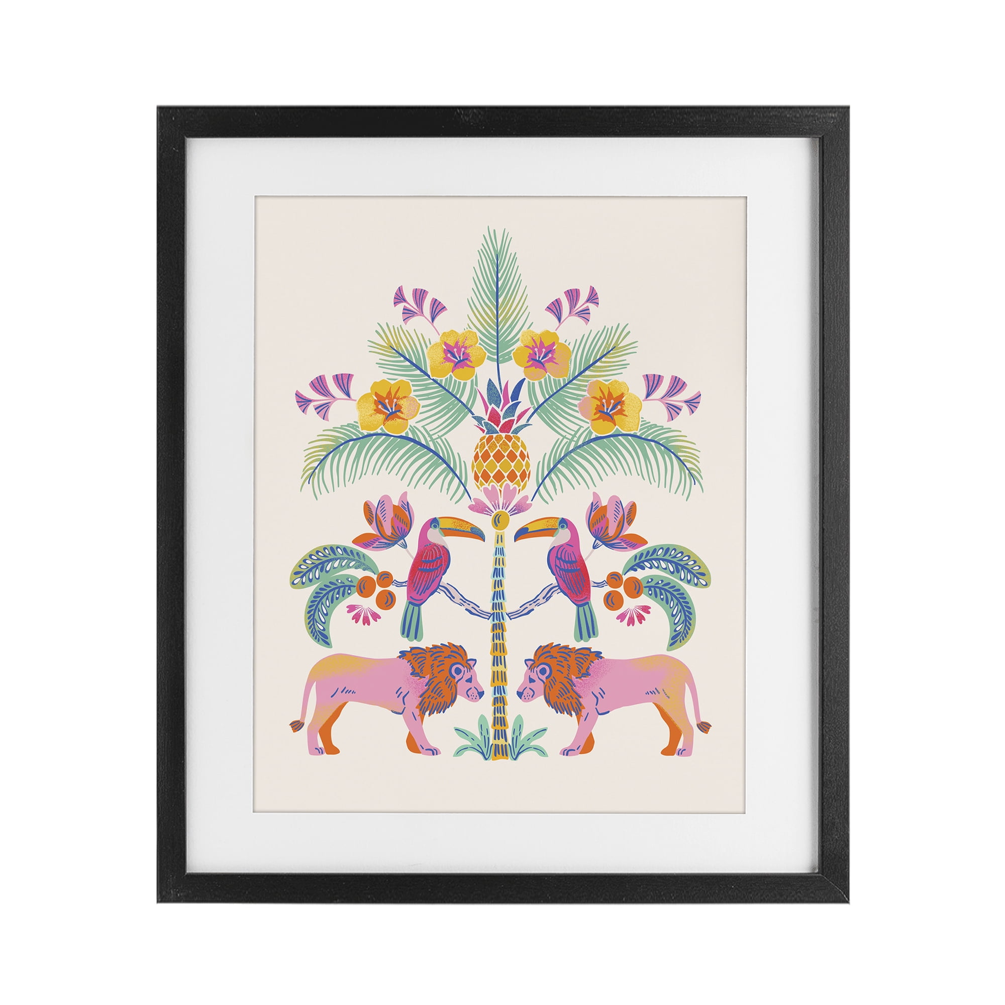 Stupell Industries King of Jungle Symmetry Black Framed Print Under Glass, design by Riley Hutchens