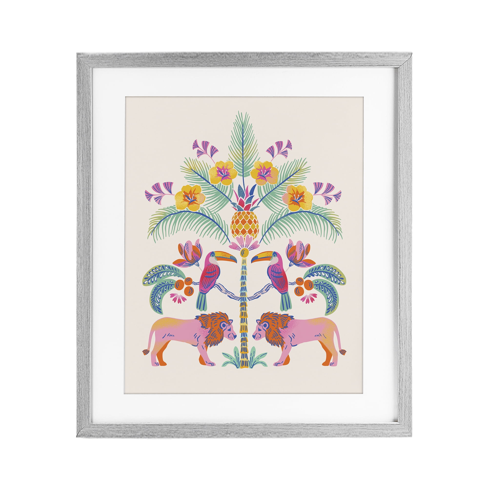Stupell Industries King of Jungle Symmetry Gray Framed Print Under Glass, design by Riley Hutchens