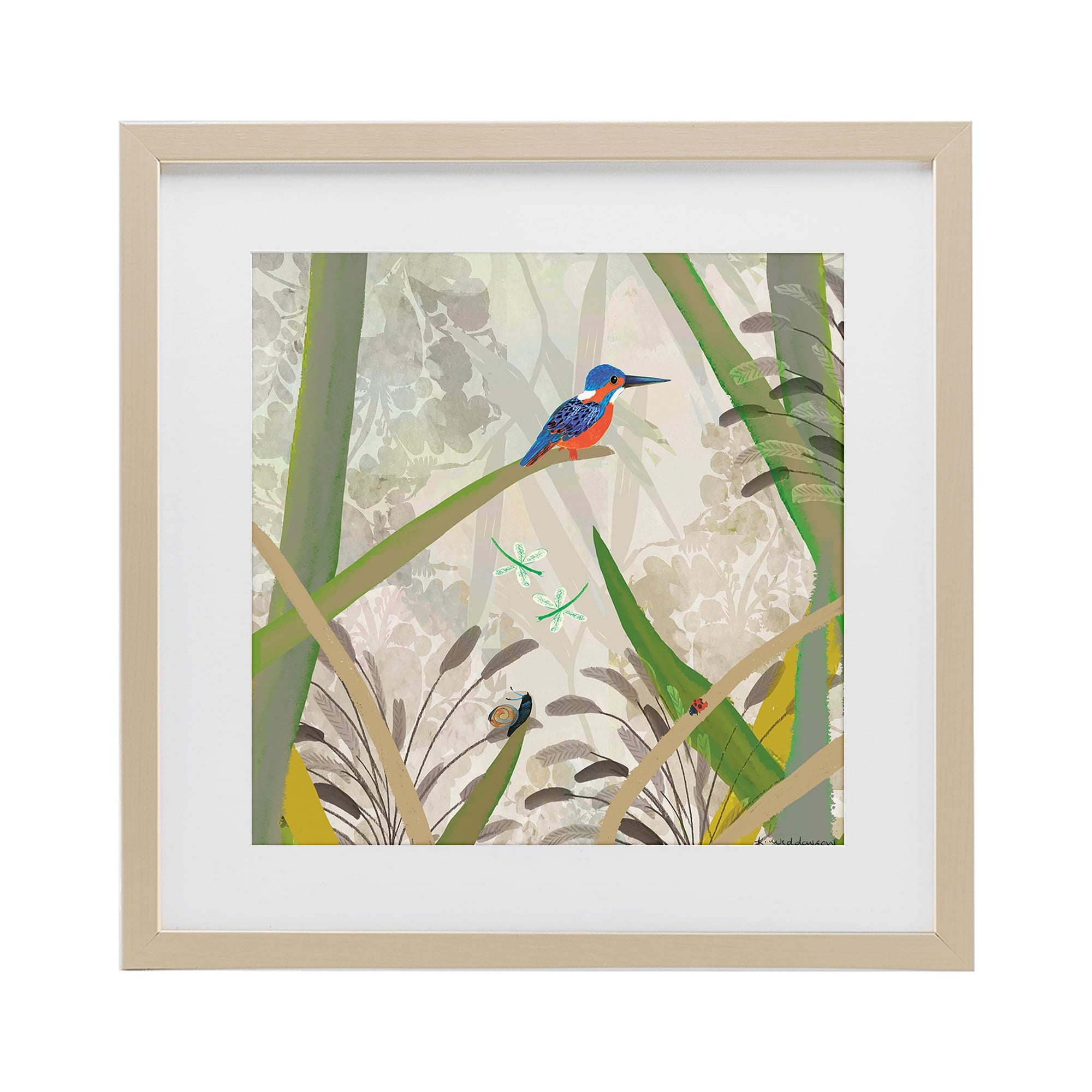 Stupell Industries Kingfisher Among Branches Birch Framed Print Under Glass, design by Kay Widdowson