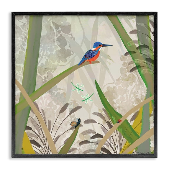 Stupell Industries Bohemian Kingfisher Among Branches Black Framed Giclee Art, 24 x 24, by Kay Widdowson