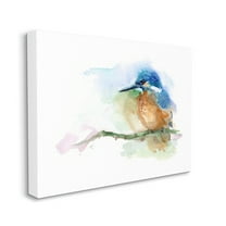Stupell Industries Kingfisher Perched Bird on Cottage Tree Branch Animals & Insects Painting Gallery Wrapped Canvas Print Wall Art, 16 x 20