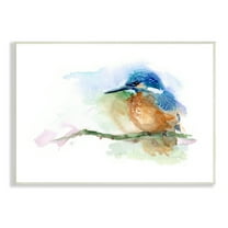 Stupell Industries Kingfisher Perched Bird on Cottage Tree Branch Animals & Insects Painting Unframed Art Print Wall Art, 10 x 15