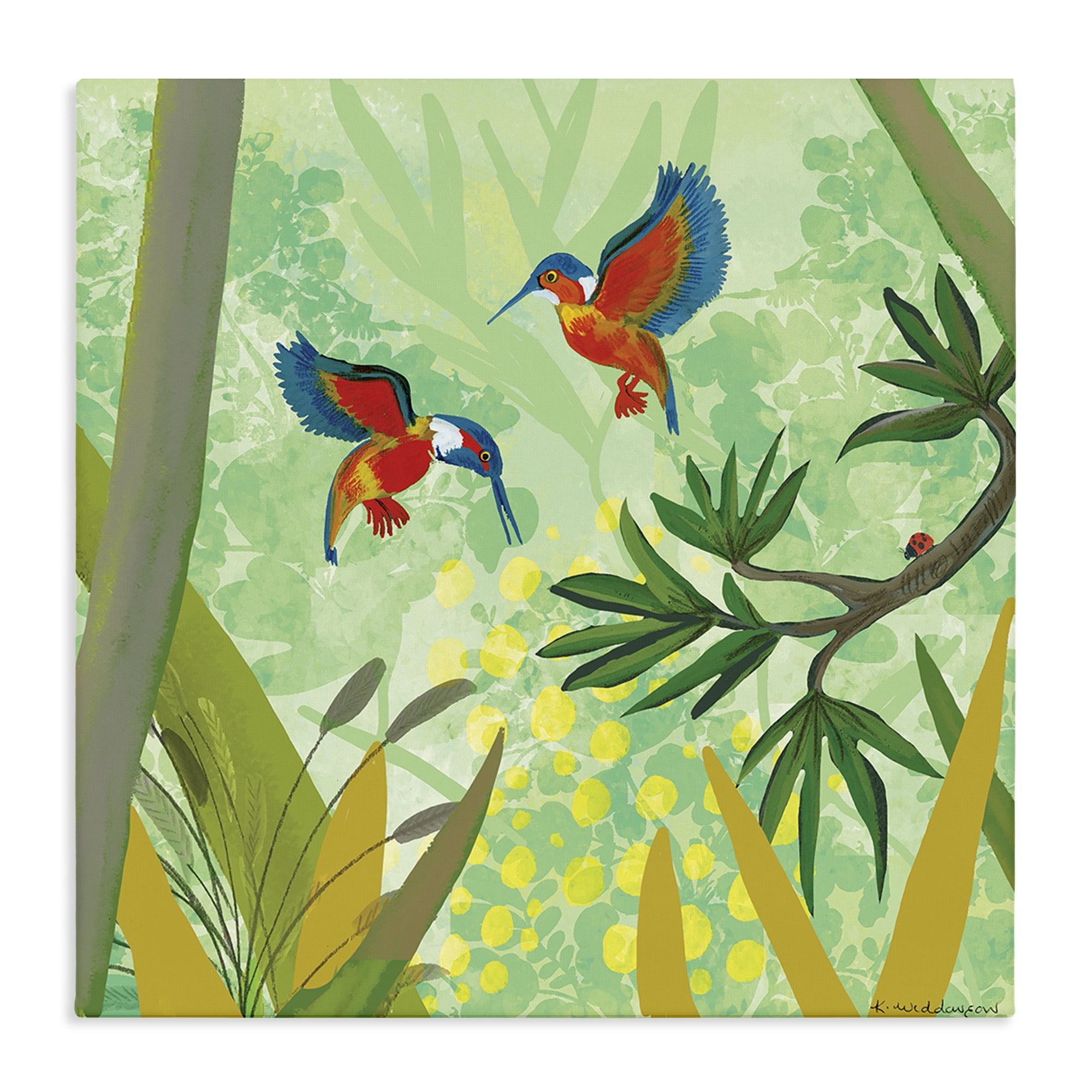 Stupell Industries Kingfishers in Jungle Branches Canvas Wall Art, design by Kay Widdowson