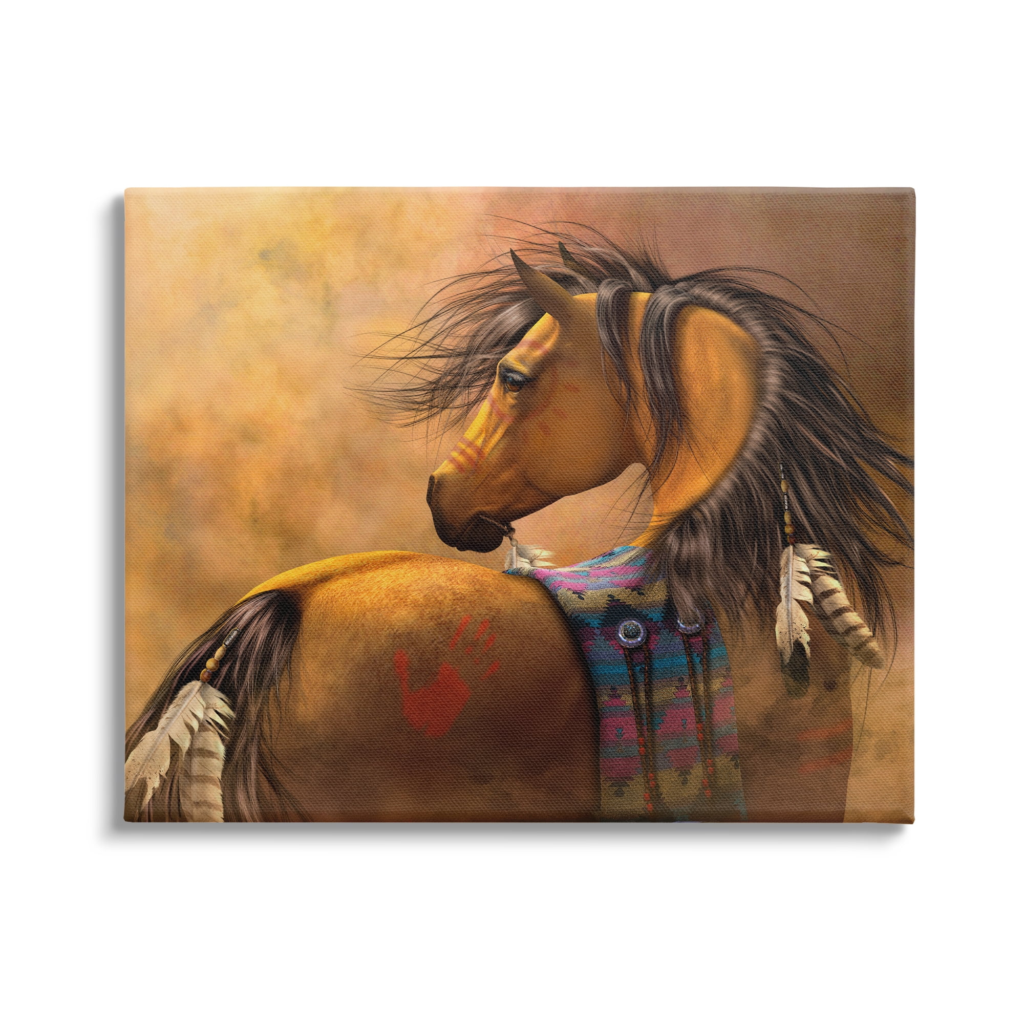 Stupell Industries Kiowa Gold Horse Animals & Insects Painting Gallery Wrapped Canvas Art Print Wall Art, 48 x 36