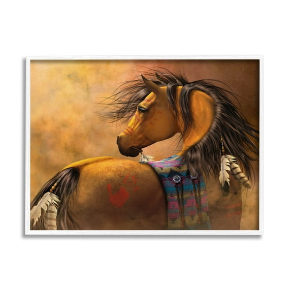 Stupell Industries Kiowa Gold Horse Animals & Insects Painting White Framed Art Print Wall Art, 20 x 16