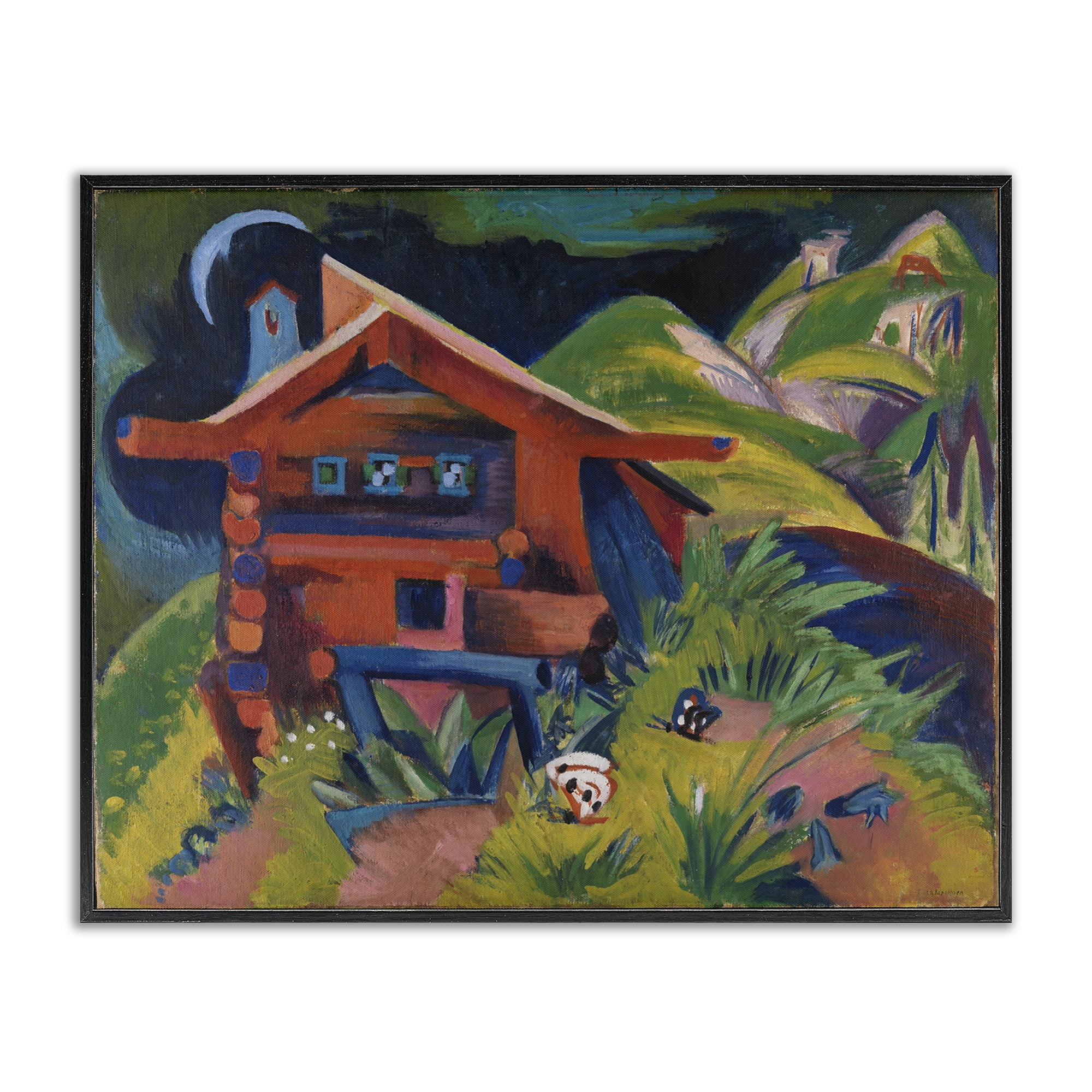 Stupell Industries Kirchner Landscape Cabin Landscape & Nature Painting Black Framed Art Print Wall Art, 20 x 16