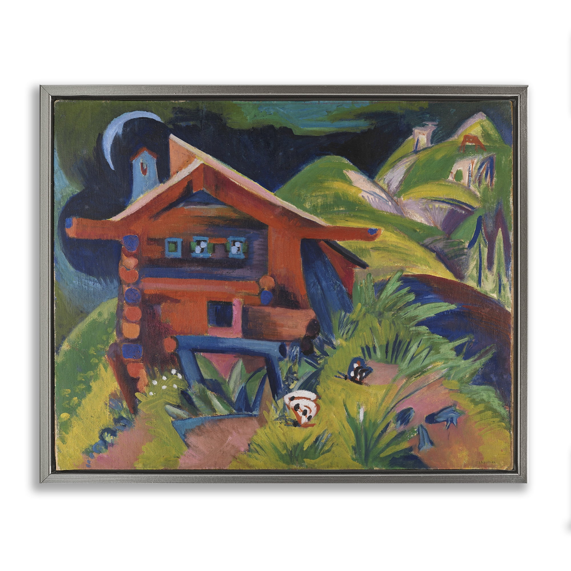 Stupell Industries Kirchner Landscape Cabin Landscape & Nature Painting Gray Floater Framed Canvas Art Print Wall Art, 31 x 25