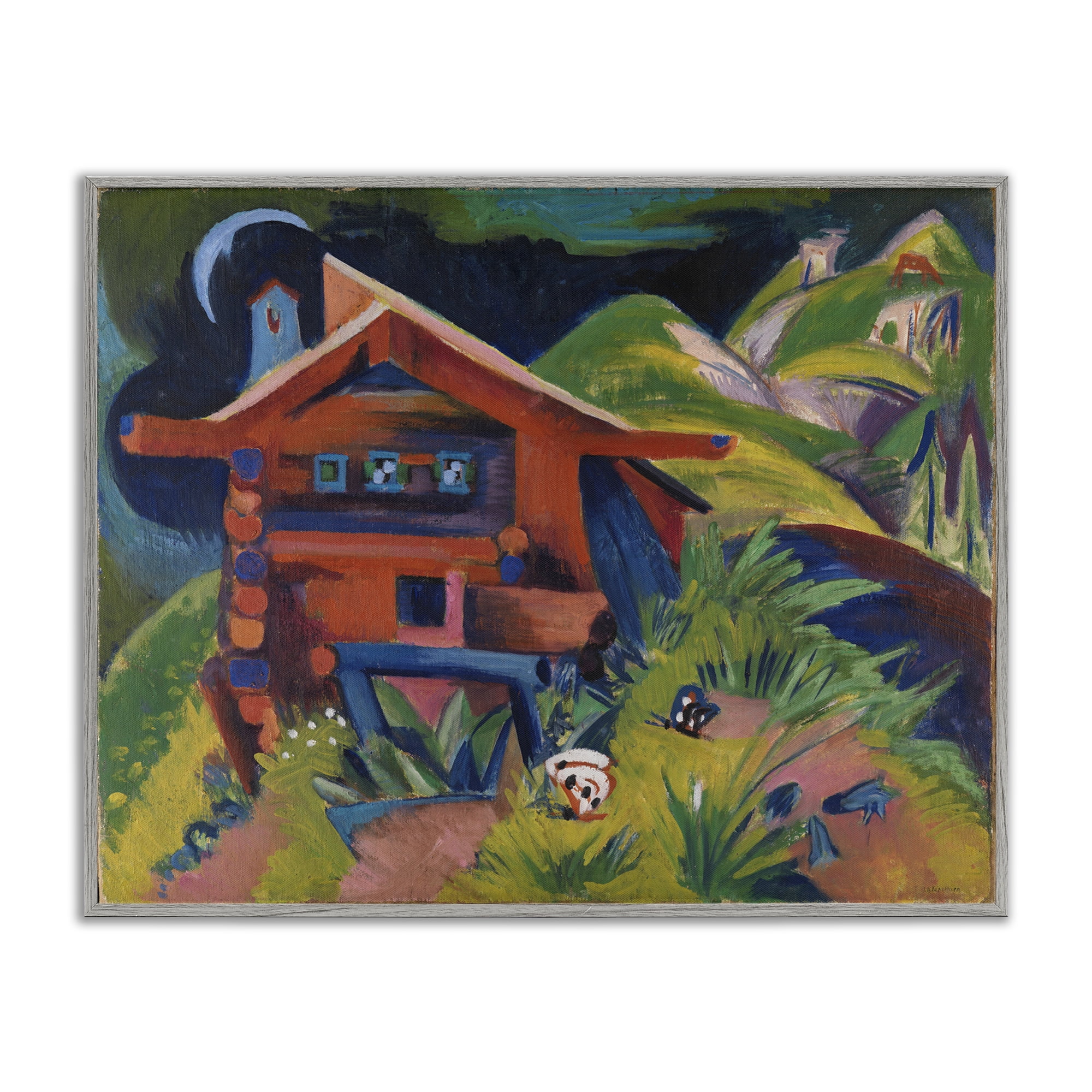 Stupell Industries Kirchner Landscape Cabin Landscape & Nature Painting Gray Framed Art Print Wall Art, 30 x 24