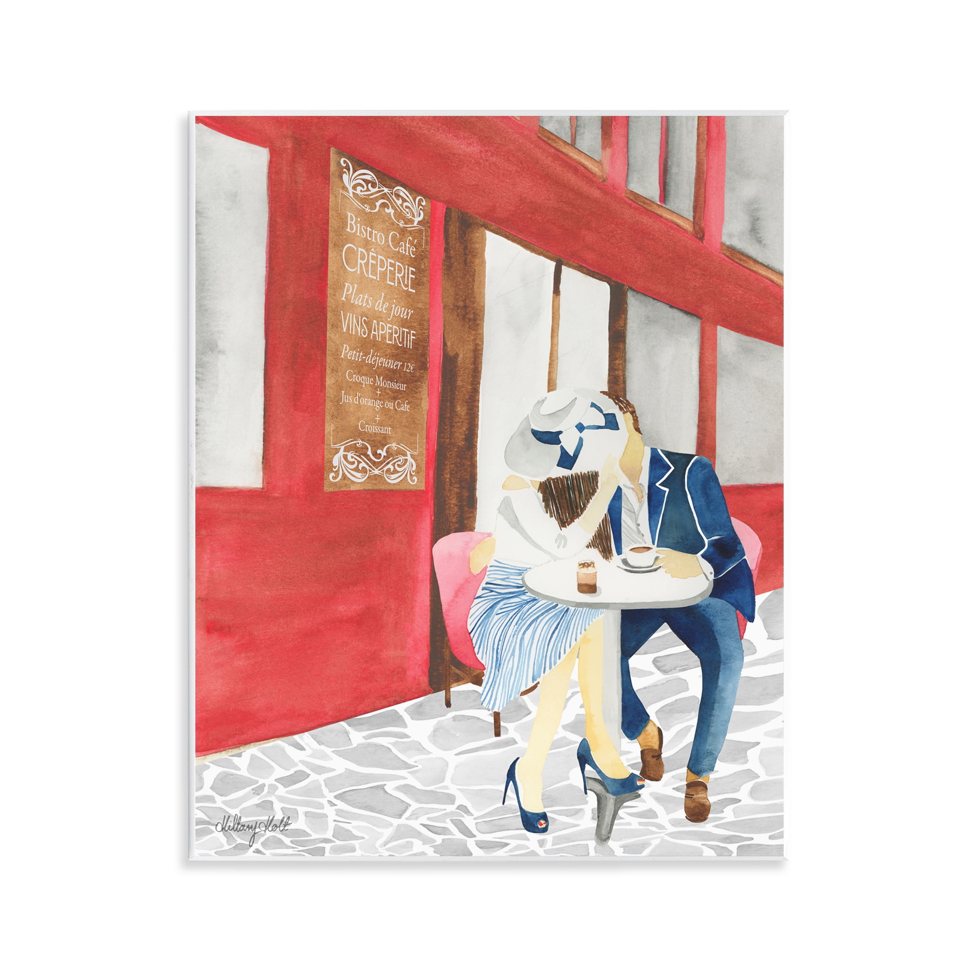 Stupell Industries Kiss At Parisian Cafe Wall Plaque Art, design by Hillary Holt