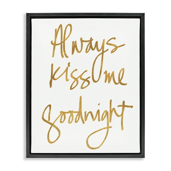 Stupell Industries Kiss Me Goodnight Typography Painting Black Floater Framed Art Print Wall Art, 17 x 21