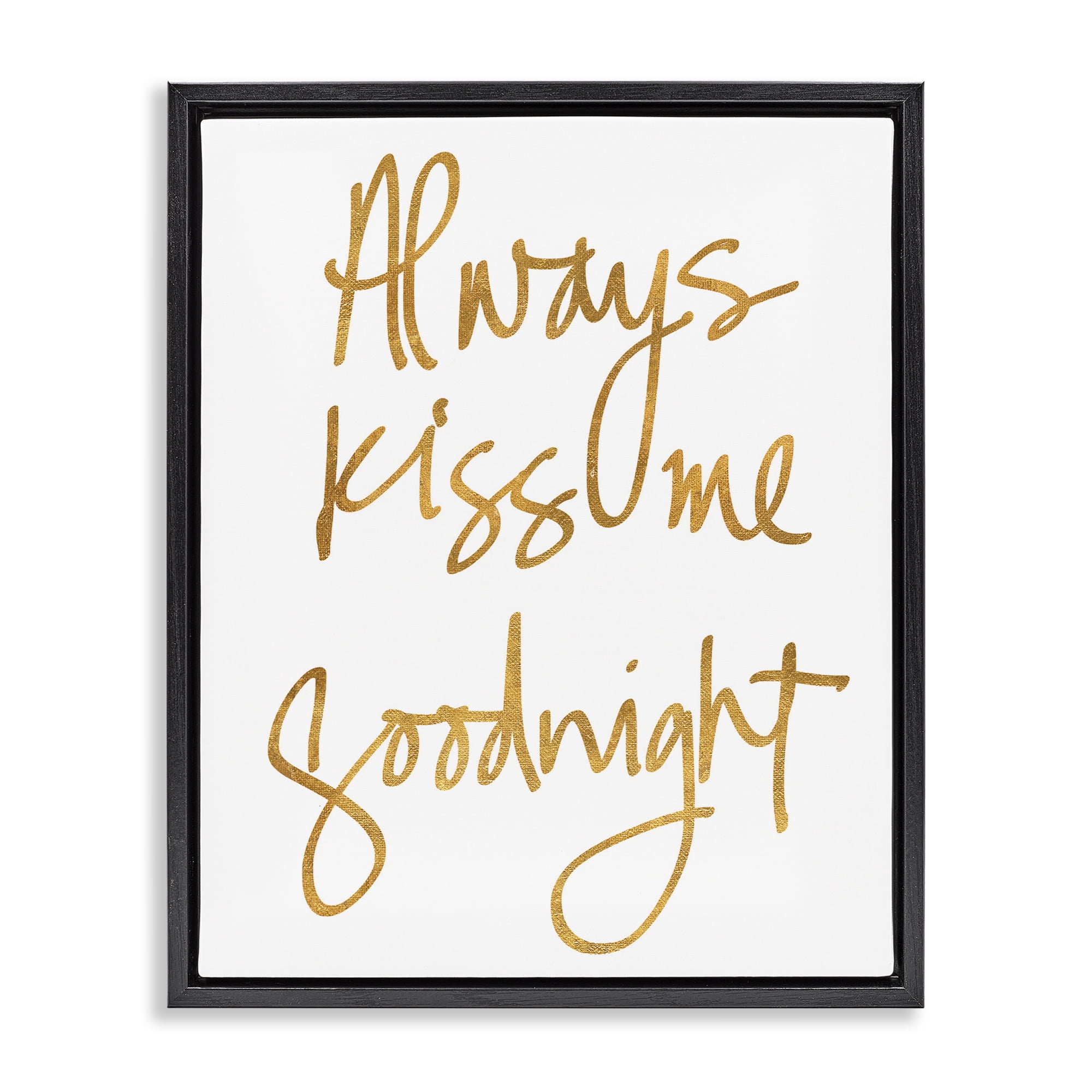 Stupell Industries Kiss Me Goodnight Typography Painting Black Floater Framed Art Print Wall Art, 25 x 31
