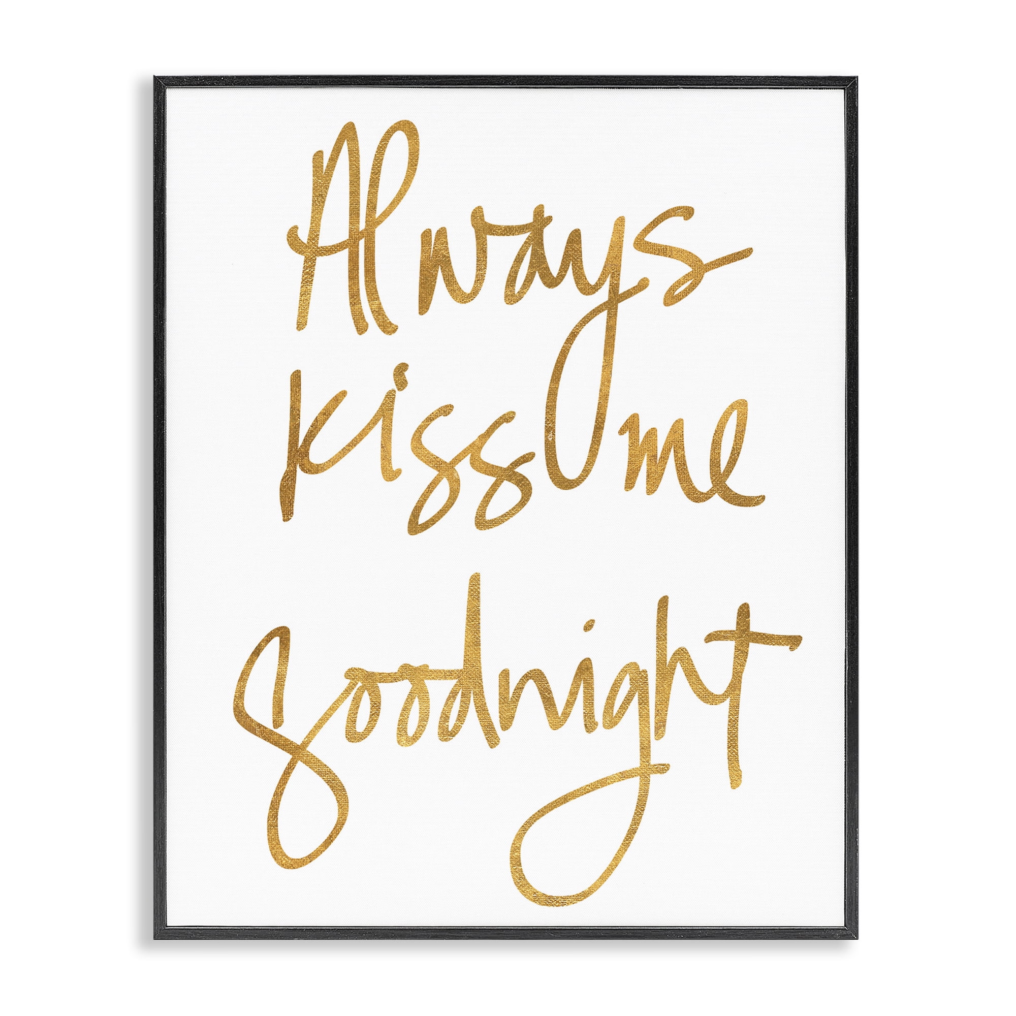 Stupell Industries Kiss Me Goodnight Typography Painting Black Framed Art Print Wall Art, 16 x 20