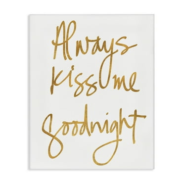 Stupell Industries Kiss Me Goodnight Typography Painting Gallery Wrapped Canvas Art Print Wall Art, 16 x 20