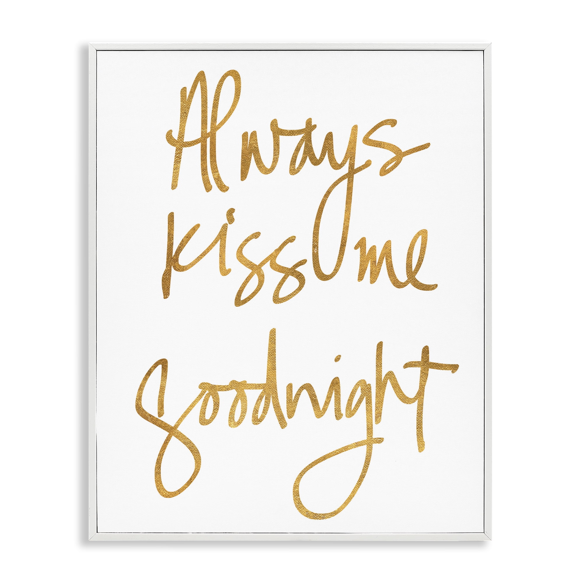 Stupell Industries Kiss Me Goodnight Typography Painting White Framed Art Print Wall Art, 24 x 30