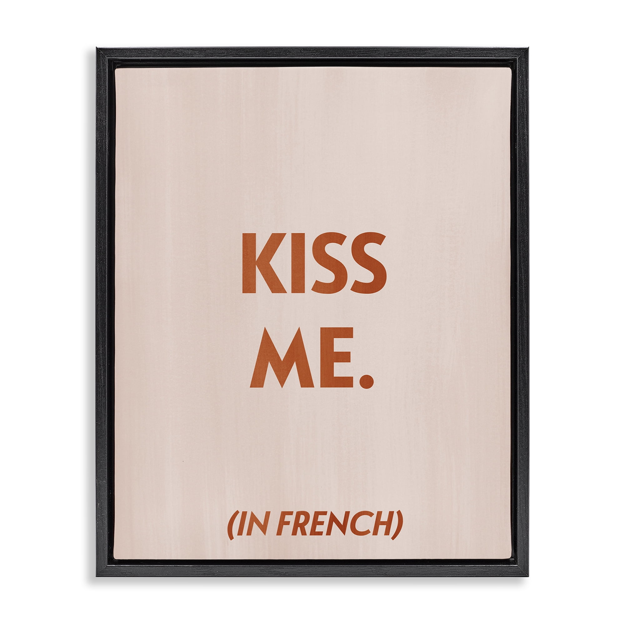 Stupell Industries Kiss Me In French Typography Painting Black Floater Framed Art Print Wall Art, 25 x 31