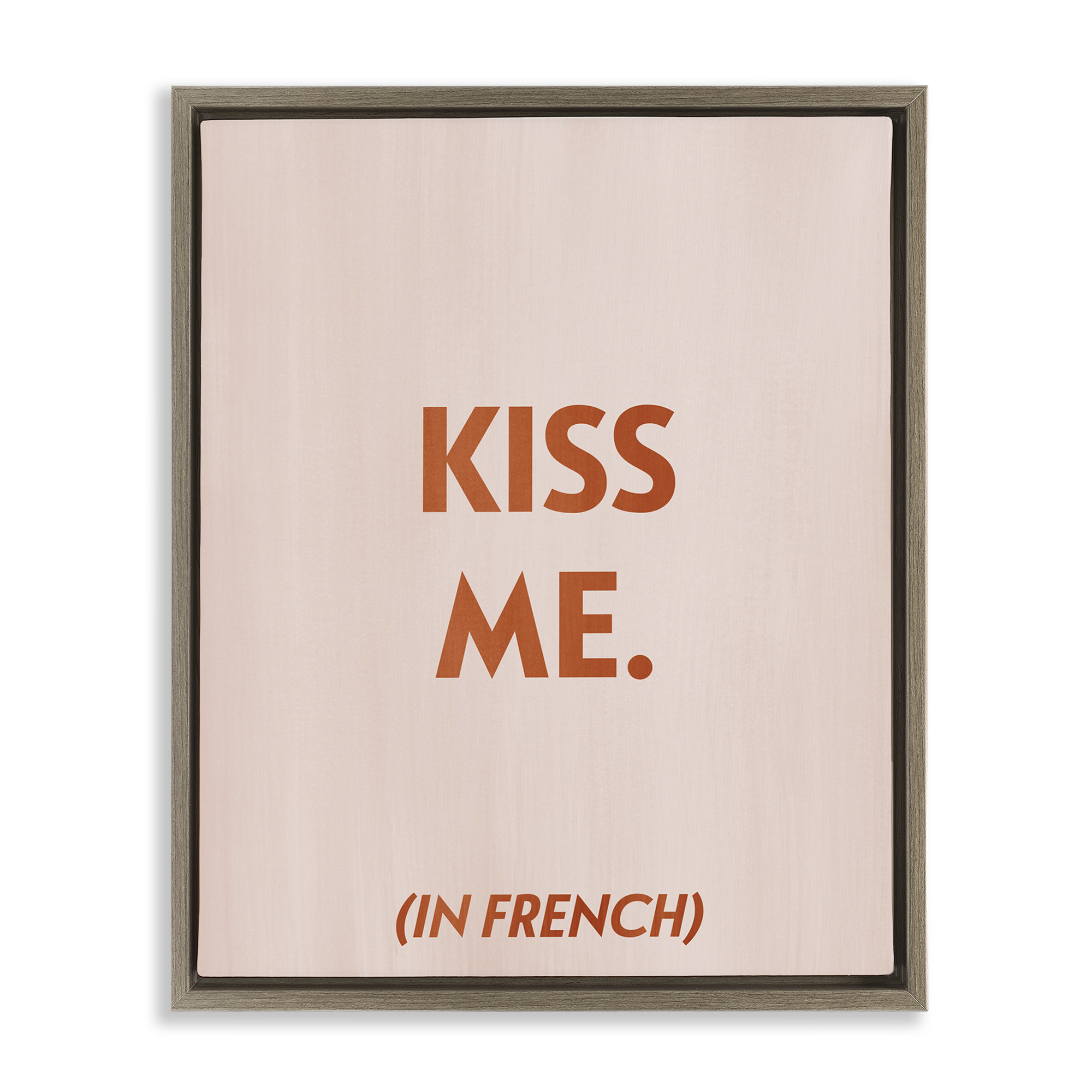 Stupell Industries Kiss Me In French Typography Painting Brown Floater Framed Art Print Wall Art, 25 x 31