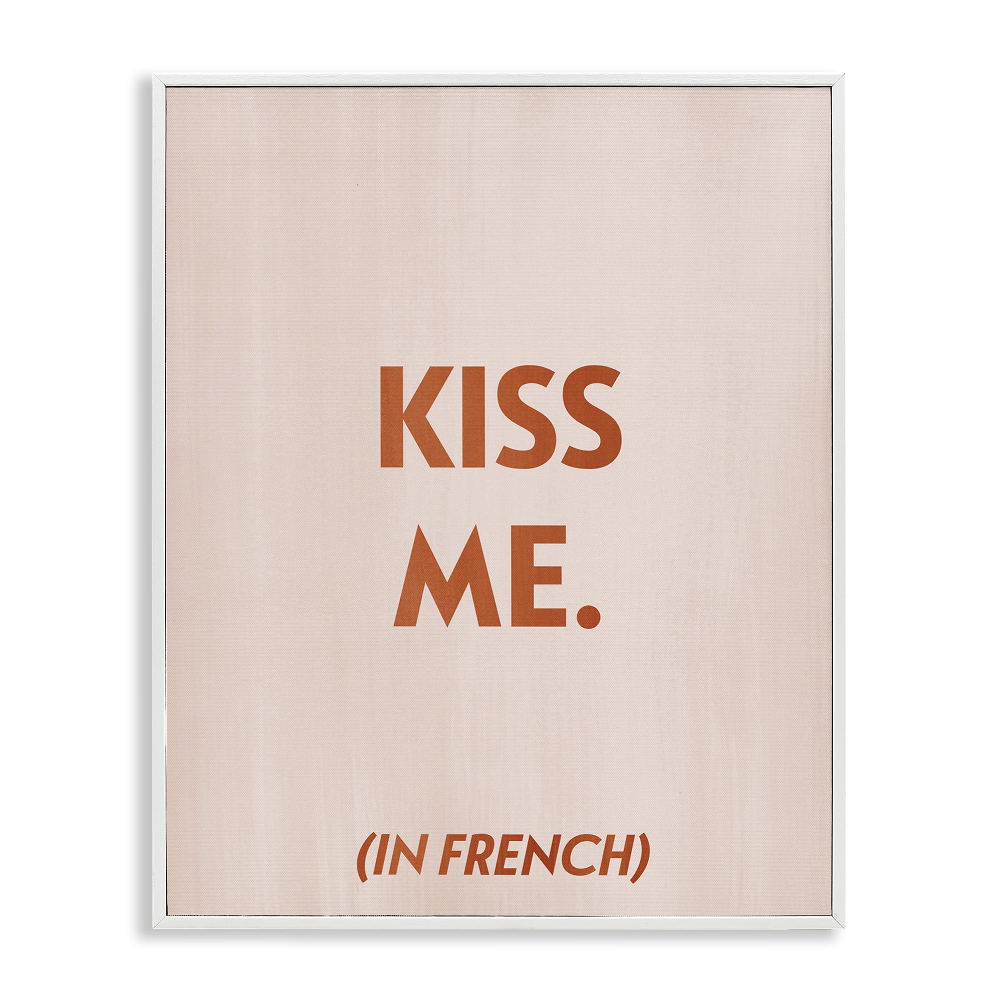 Stupell Industries Kiss Me In French Typography Painting White Framed Art Print Wall Art, 24 x 30