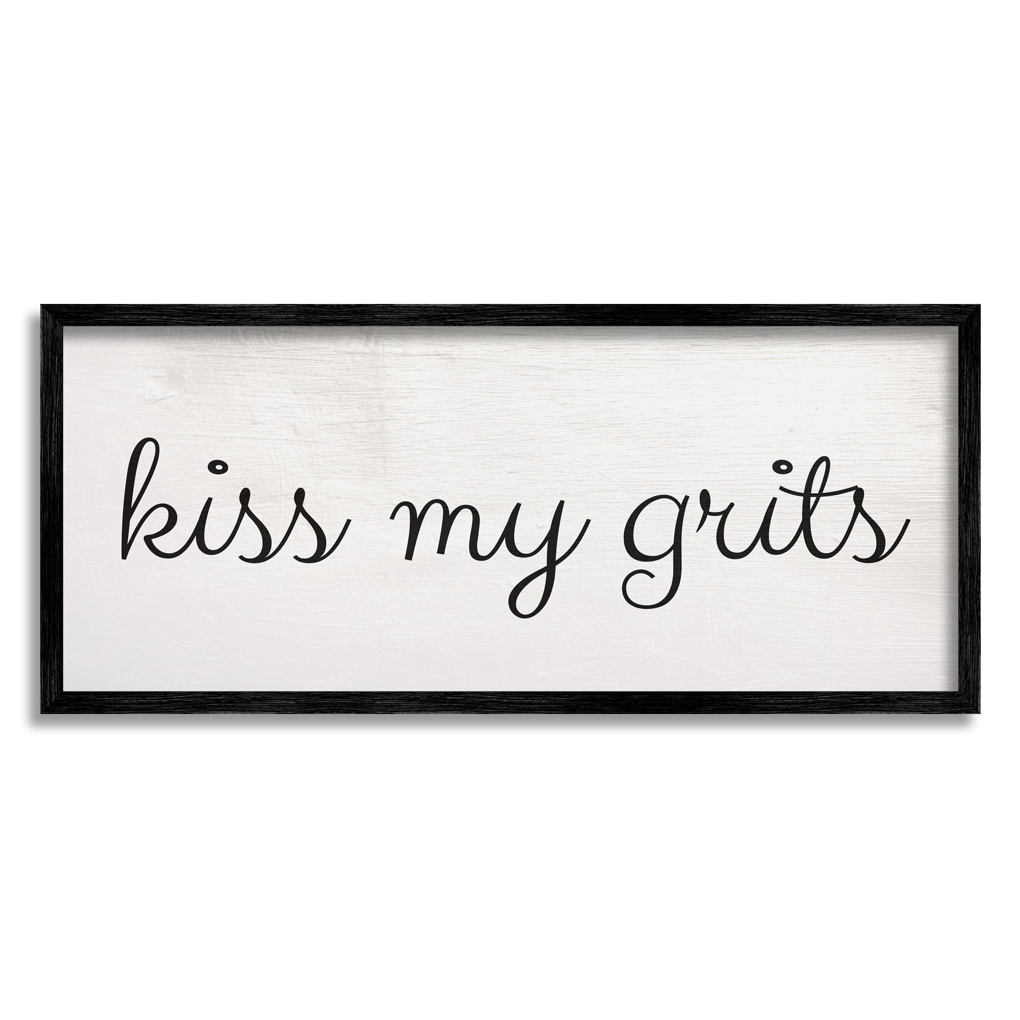 Stupell Industries Kiss My Grits Sassy Southern Slang Charming Typography Humor Painting Black Framed Art Print Wall Art, 10 x 24