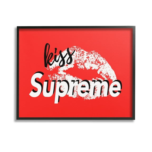 Stupell Industries Kiss Supreme on Red Beauty & Fashion Painting Black Framed Art Print Wall Art, 14 x 11