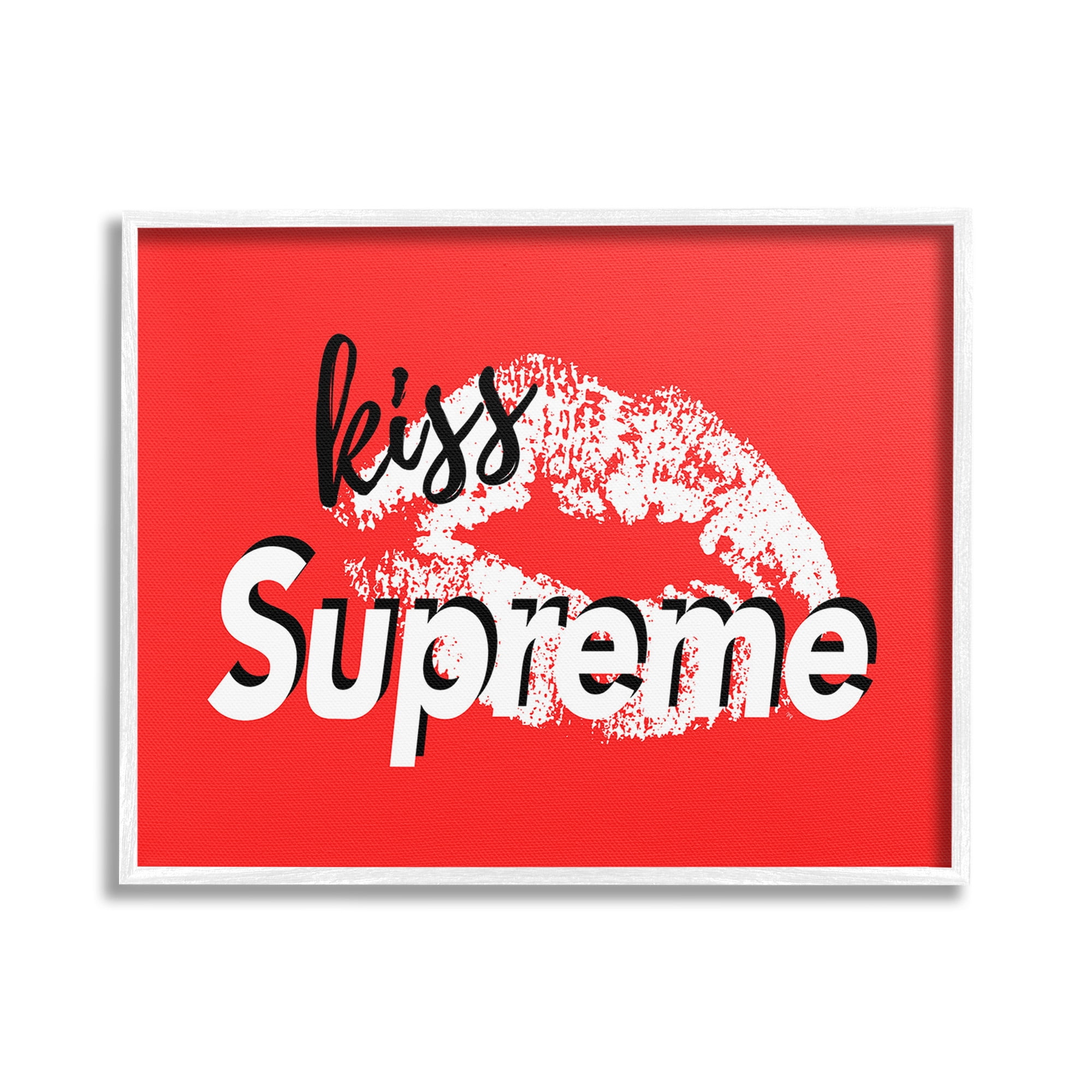 Stupell Industries Kiss Supreme on Red Beauty & Fashion Painting White Framed Art Print Wall Art, 20 x 16