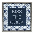 thumbnail image 1 of Stupell Industries Kiss The Cook Blue Florals Gray Framed Floater Canvas Wall Art design by Annie LaPoint, 18 x 18, 1 of 9