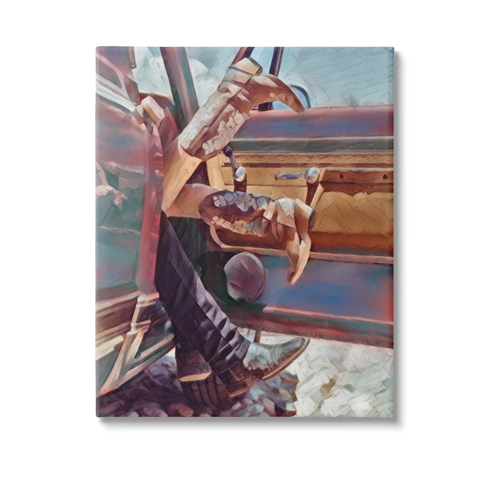 Stupell Industries Kissing Couple in Car Transportation Painting Gallery Wrapped Canvas Art Print Wall Art, 30 x 40